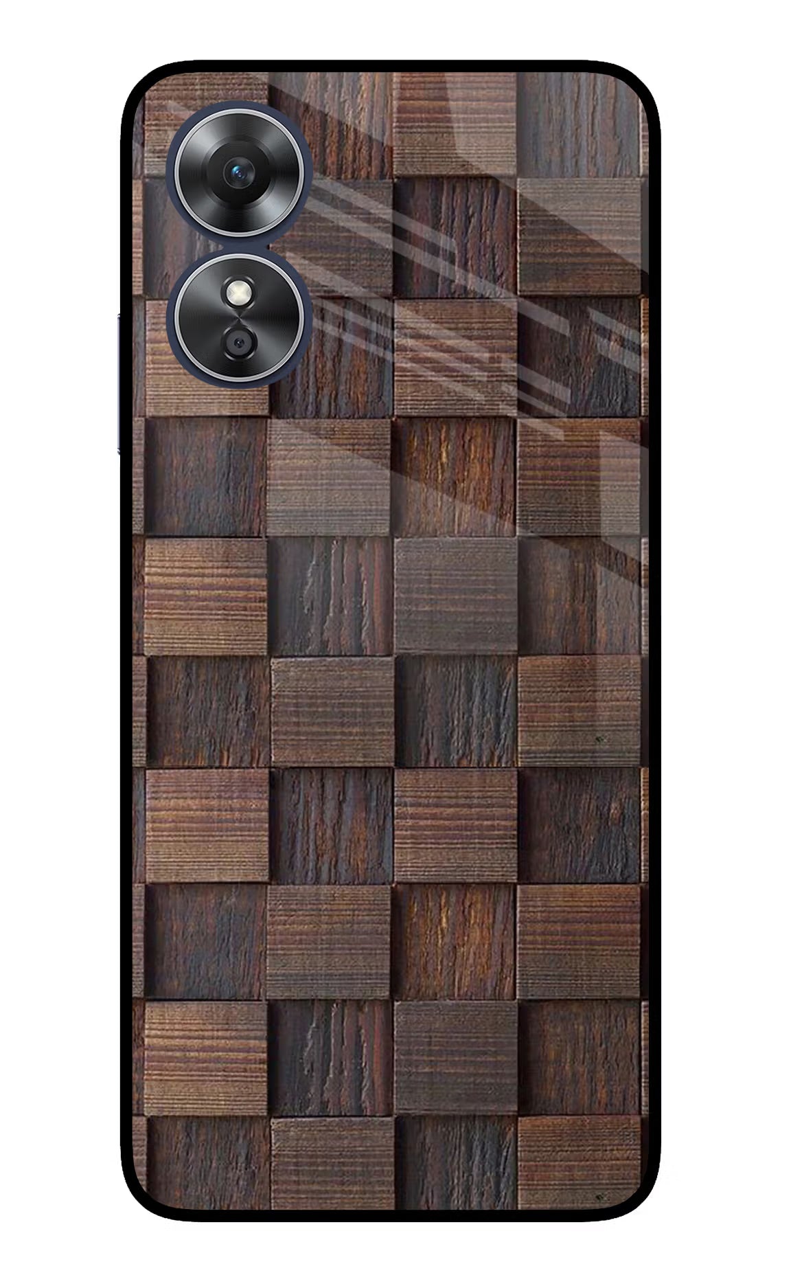 Wooden Cube Design Oppo A17 Glass Case - Wooden Cube Design Oppo A17 Glass Case Wooden Cube Design Oppo A17 Glass Case