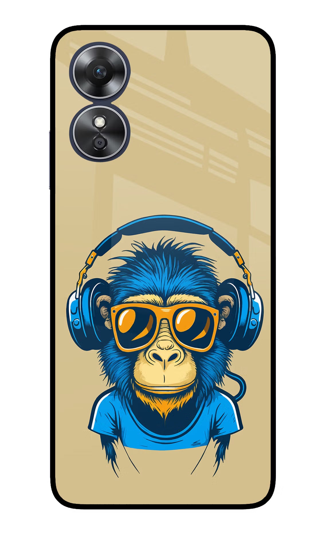 Monkey Headphone Oppo A17 Glass Case - Monkey Headphone Oppo A17 Glass Case Monkey Headphone Oppo A17 Glass Case