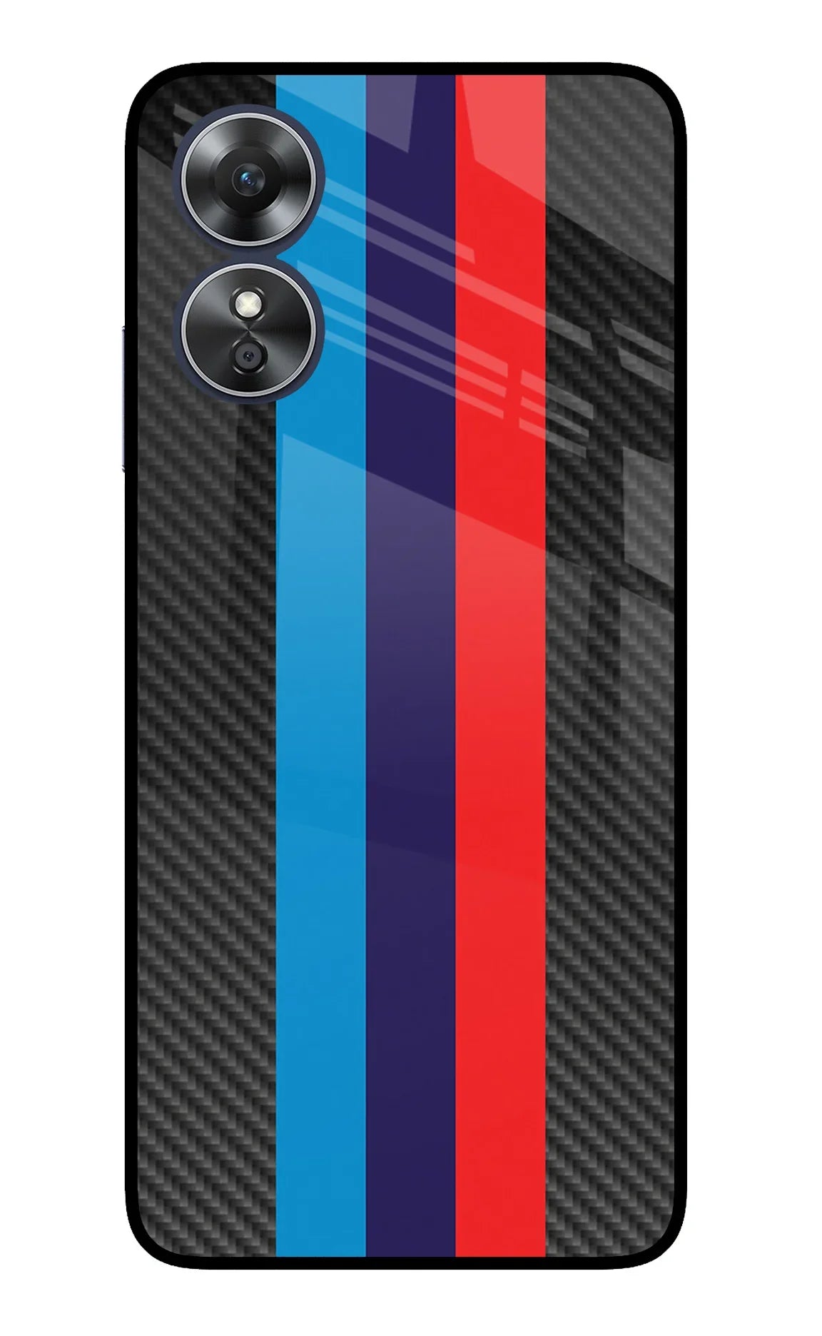 BMW Stripes Pattern Oppo A17 Glass Case - BMW Stripes Pattern Oppo A17 Glass Case BMW Stripes Pattern Oppo A17 Glass Case