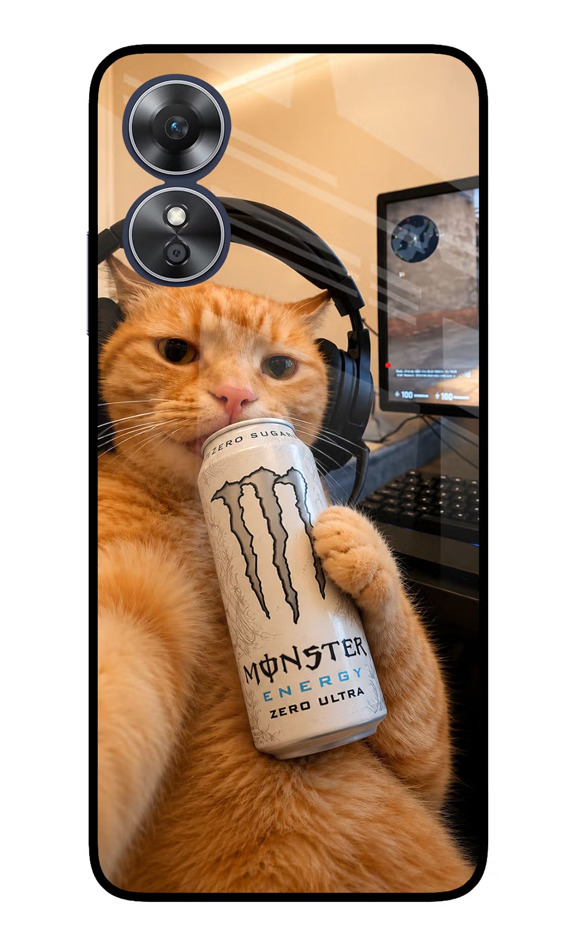 Gamer Cat Energy Oppo A17 Glass Case - Gamer Cat Energy Oppo A17 Glass Case Gamer Cat Energy Oppo A17 Glass Case