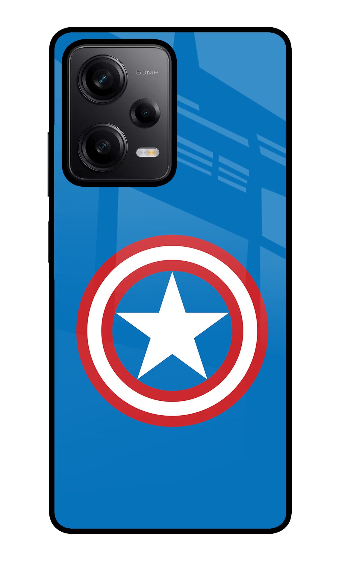 Captain America Logo Poco X5 5G Back Cover - Captain America Logo Poco X5 5G Glass Case Back Cover by Casekaro Captain America Logo Poco X5 5G Glass Case Back Cover by Casekaro