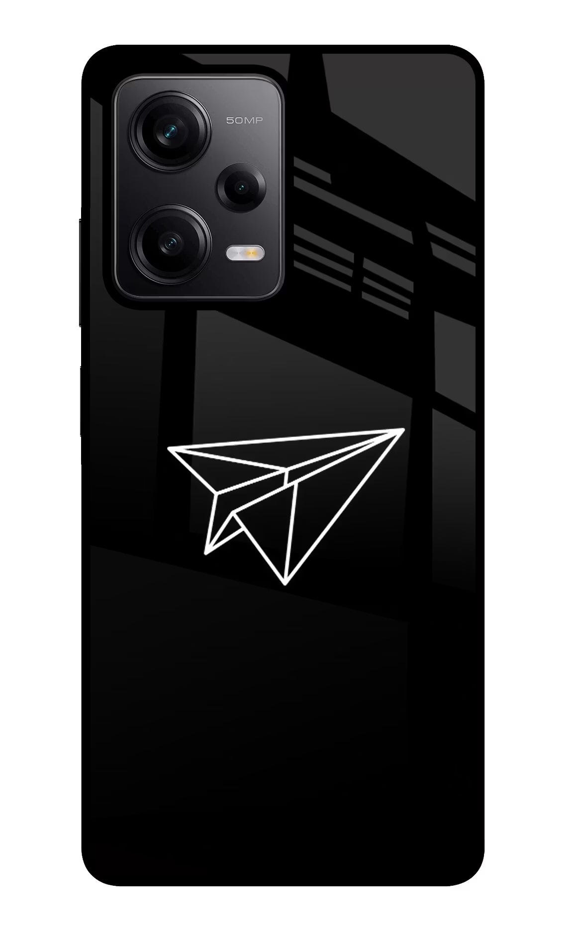 Paper Plane White Poco X5 5G Back Cover - Paper Plane White Poco X5 5G Glass Case Back Cover by Casekaro Paper Plane White Poco X5 5G Glass Case Back Cover by Casekaro