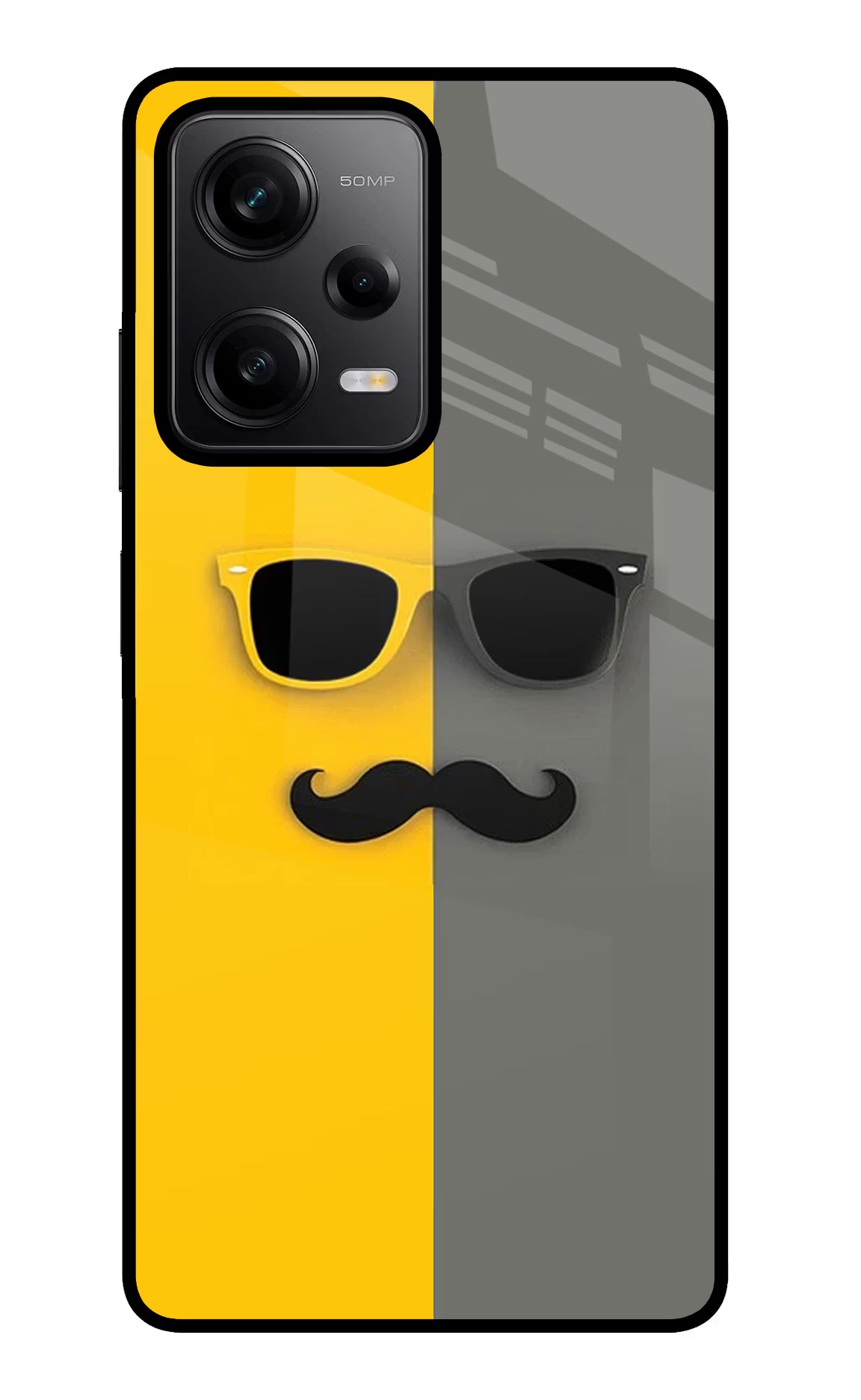 Sunglasses with Mustache Poco X5 5G Back Cover - Sunglasses with Mustache Poco X5 5G Glass Case Back Cover by Casekaro Sunglasses with Mustache Poco X5 5G Glass Case Back Cover by Casekaro