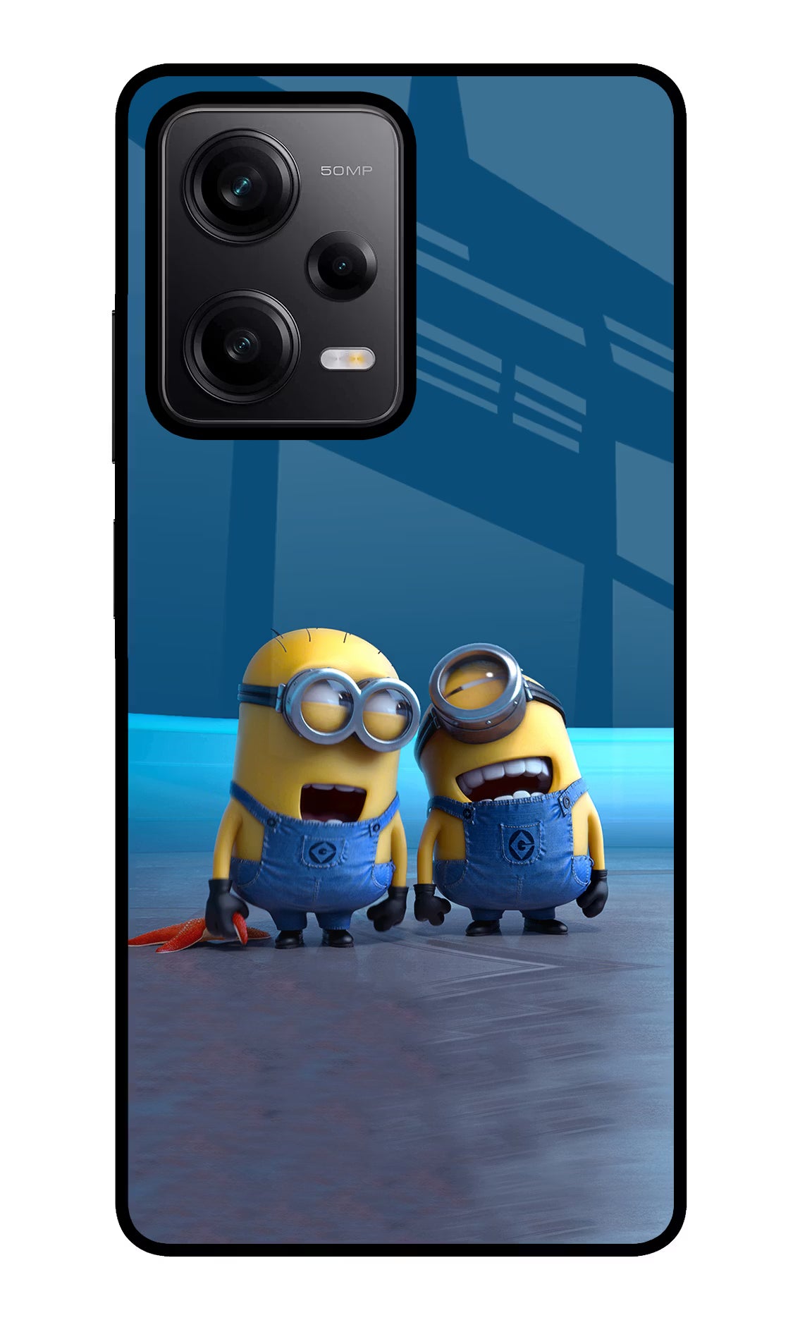 Minion Laughing Poco X5 5G Back Cover - Minion Laughing Poco X5 5G Glass Case Back Cover by Casekaro Minion Laughing Poco X5 5G Glass Case Back Cover by Casekaro