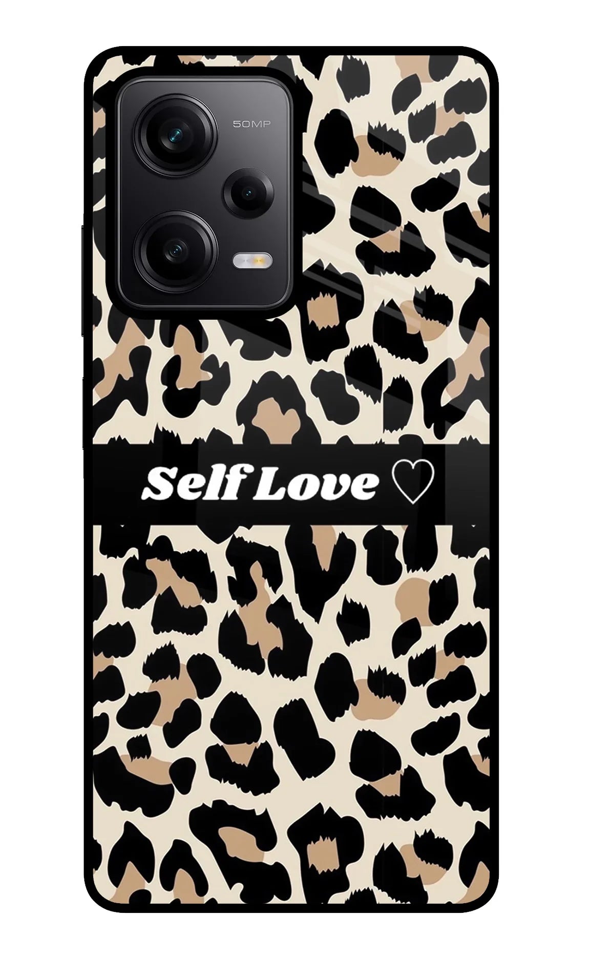 Leopard Print Self Love Poco X5 5G Glass Case - Leopard Print Self Love Poco X5 5G Glass Case Leopard Print Self Love Poco X5 5G Glass Case