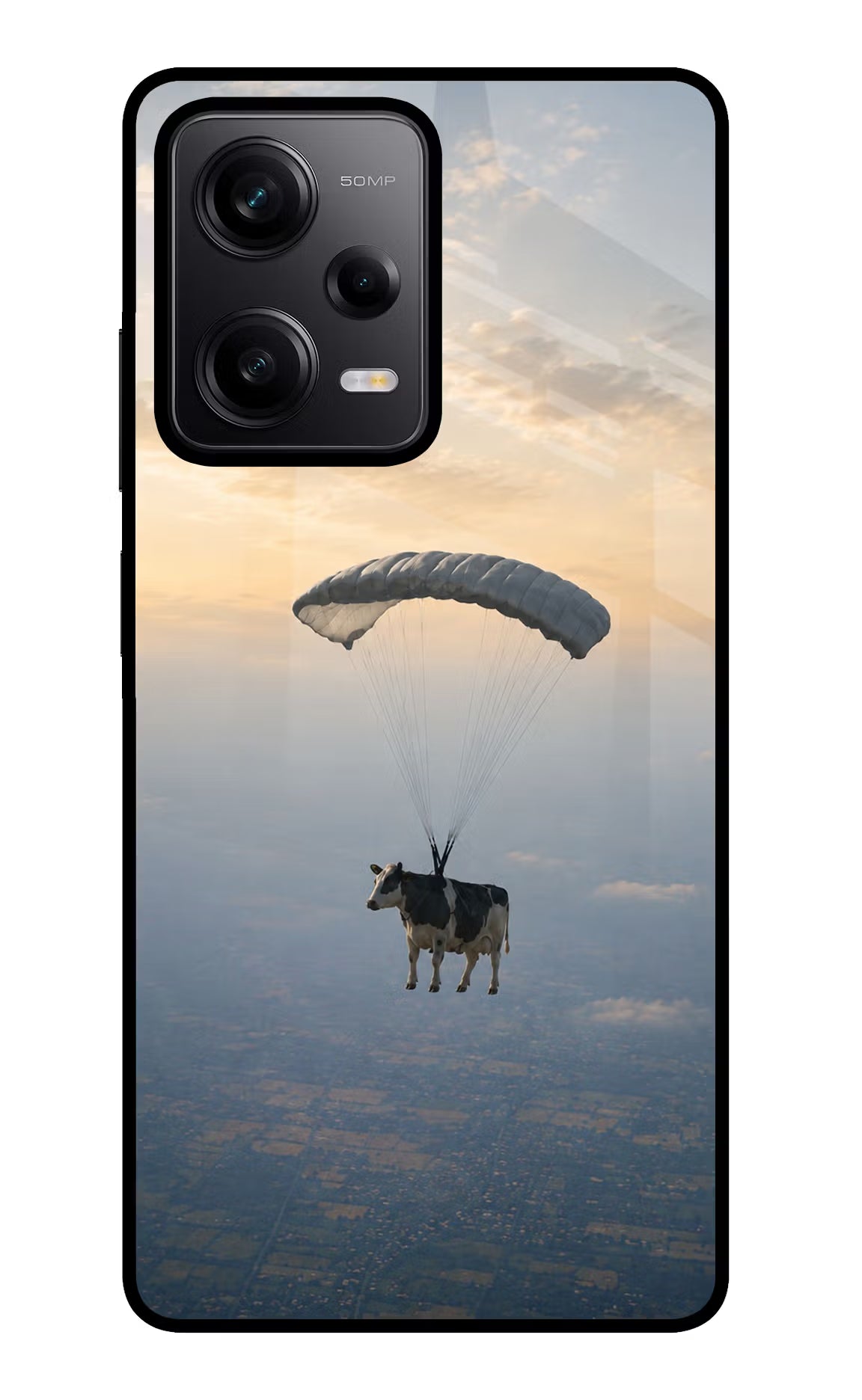 Skydiving Cow Poco X5 5G Glass Case - Skydiving Cow Poco X5 5G Glass Case Skydiving Cow Poco X5 5G Glass Case