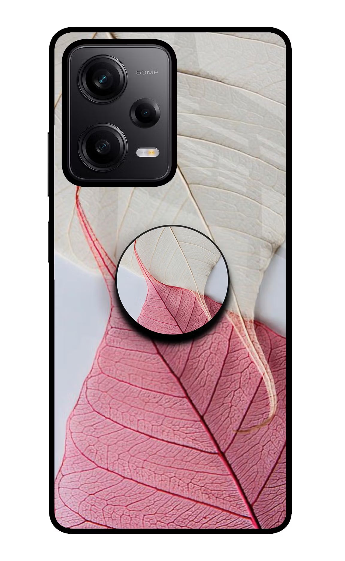 White Pink Leaf Poco X5 5G Glass Case - White Pink Leaf Poco X5 5G Glass Case White Pink Leaf Poco X5 5G Glass Case