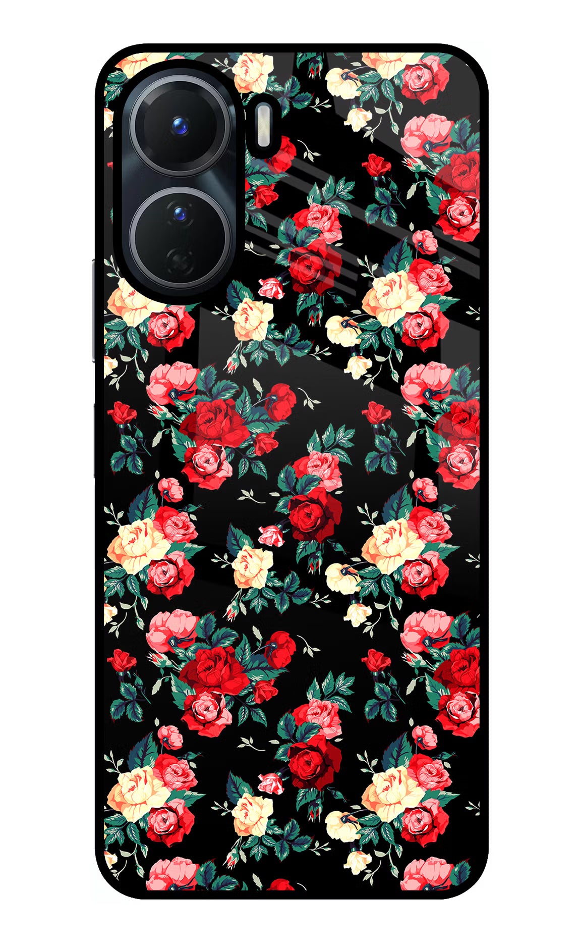 Rose Pattern Vivo Y56 5G Glass Case - Rose Pattern Vivo Y56 5G Glass Case Rose Pattern Vivo Y56 5G Glass Case