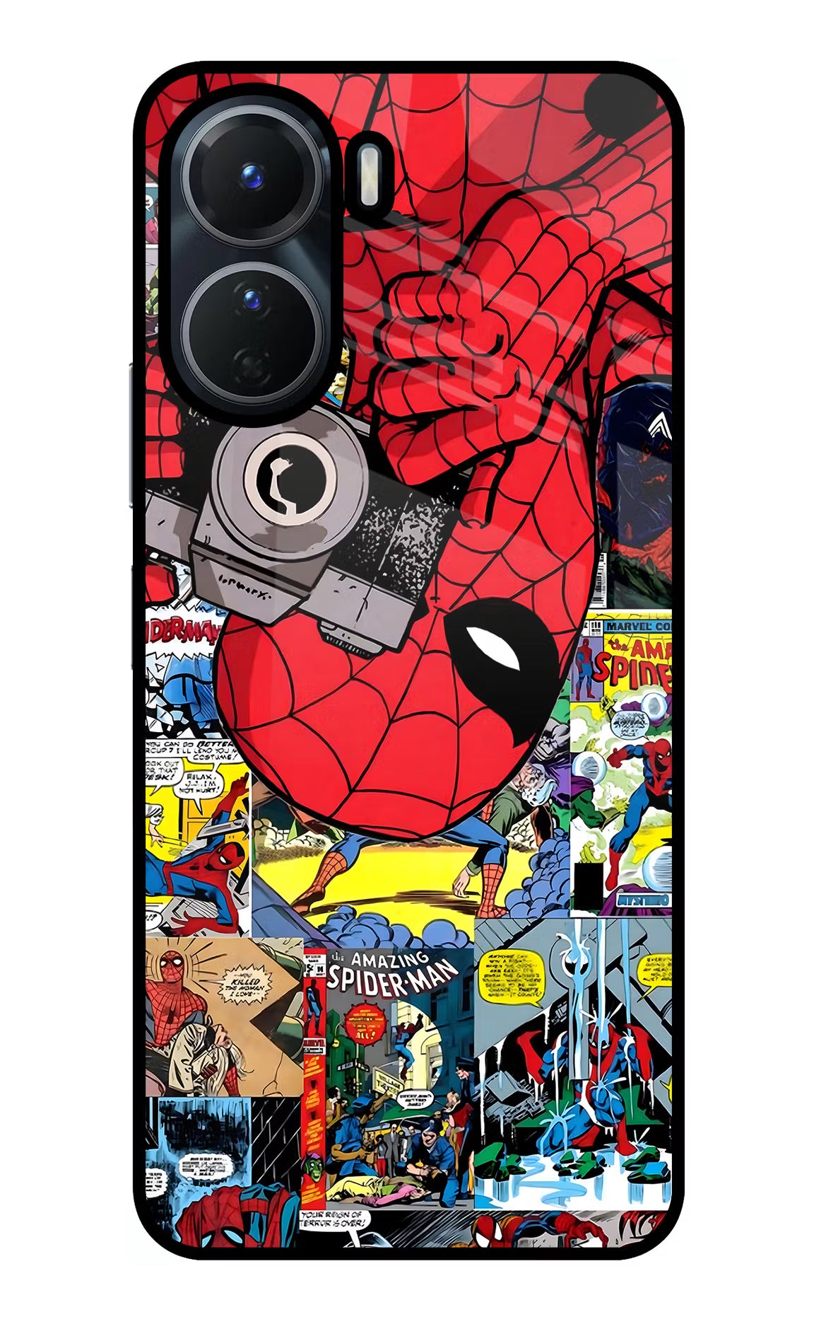 Spider Man Vivo Y56 5G Glass Case - Spider Man Vivo Y56 5G Glass Case Spider Man Vivo Y56 5G Glass Case