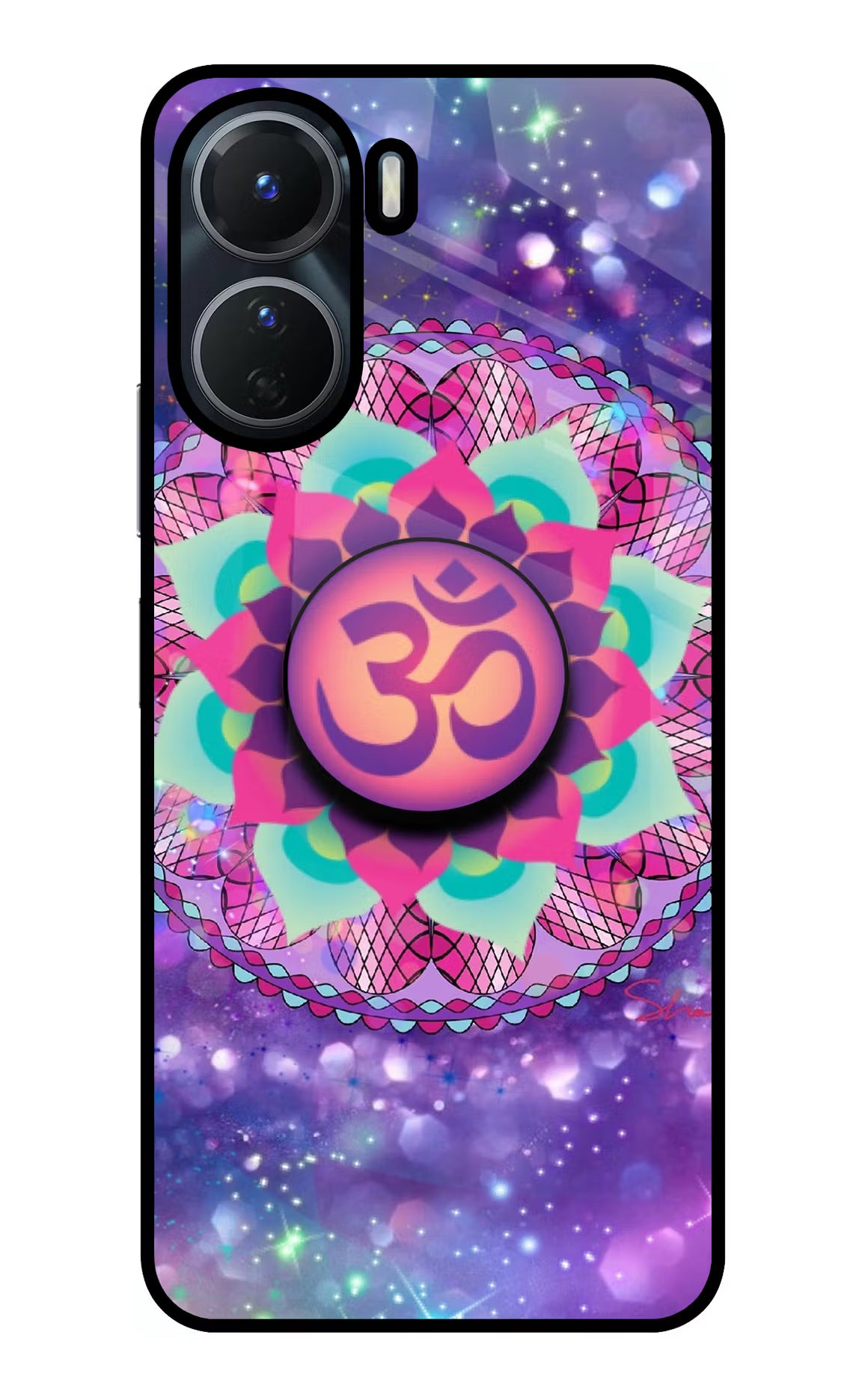 Om Purple Vivo Y56 5G Glass Case - Om Purple Vivo Y56 5G Glass Case Om Purple Vivo Y56 5G Glass Case