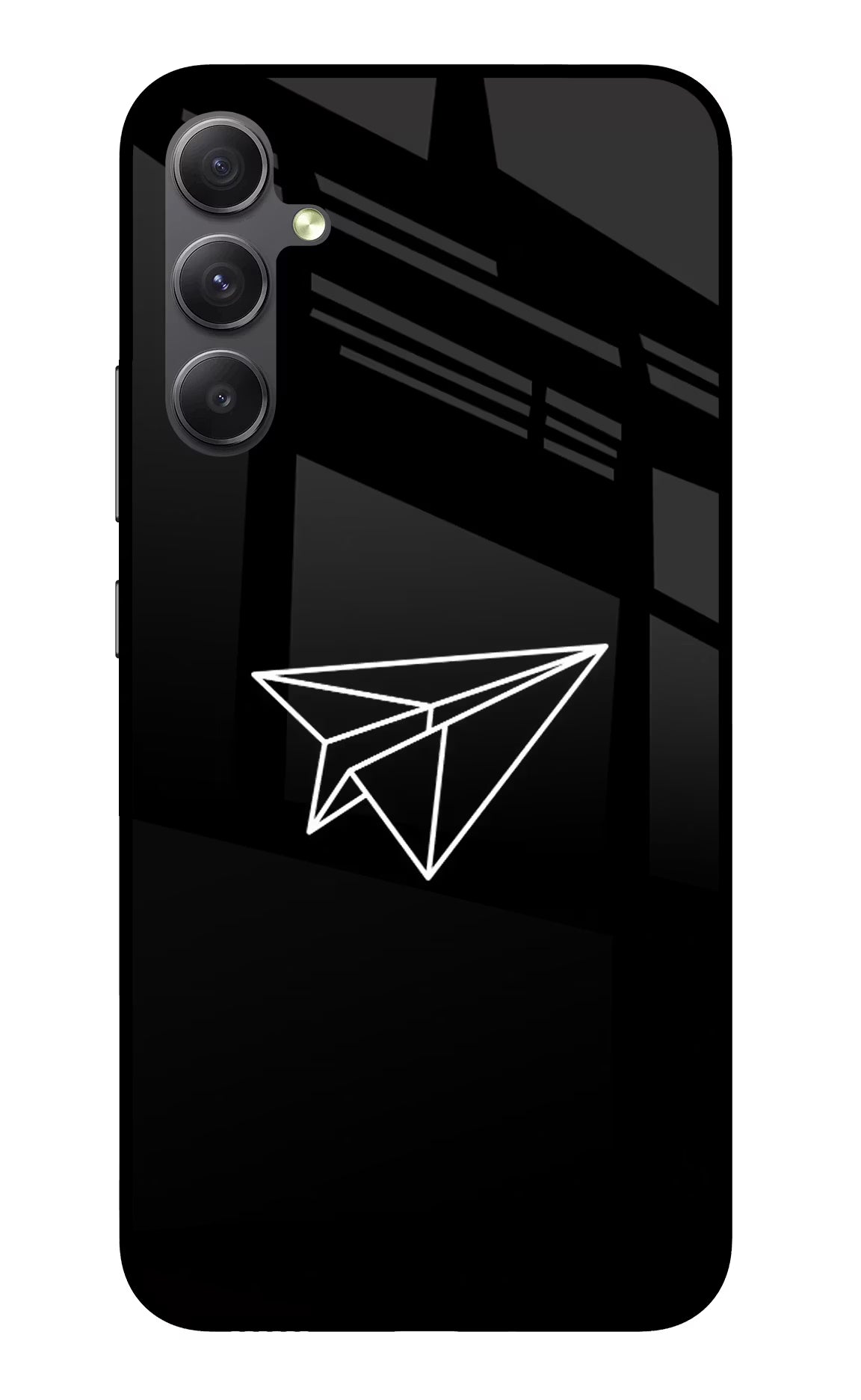 Paper Plane White Samsung A34 5G Glass Case Back Cover by Casekaro