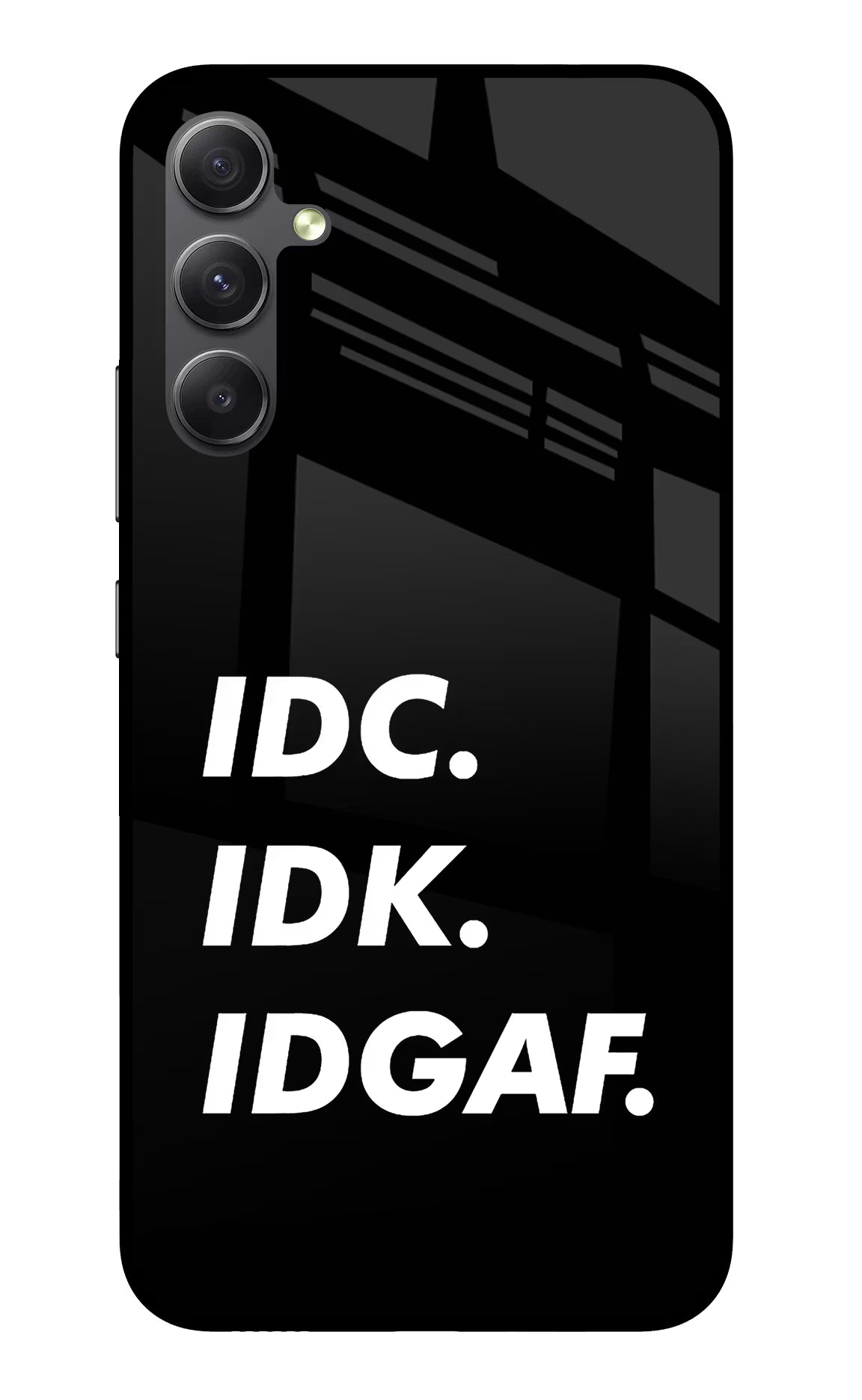 Idc Idk Idgaf Samsung A34 5G Glass Case Back Cover by Casekaro