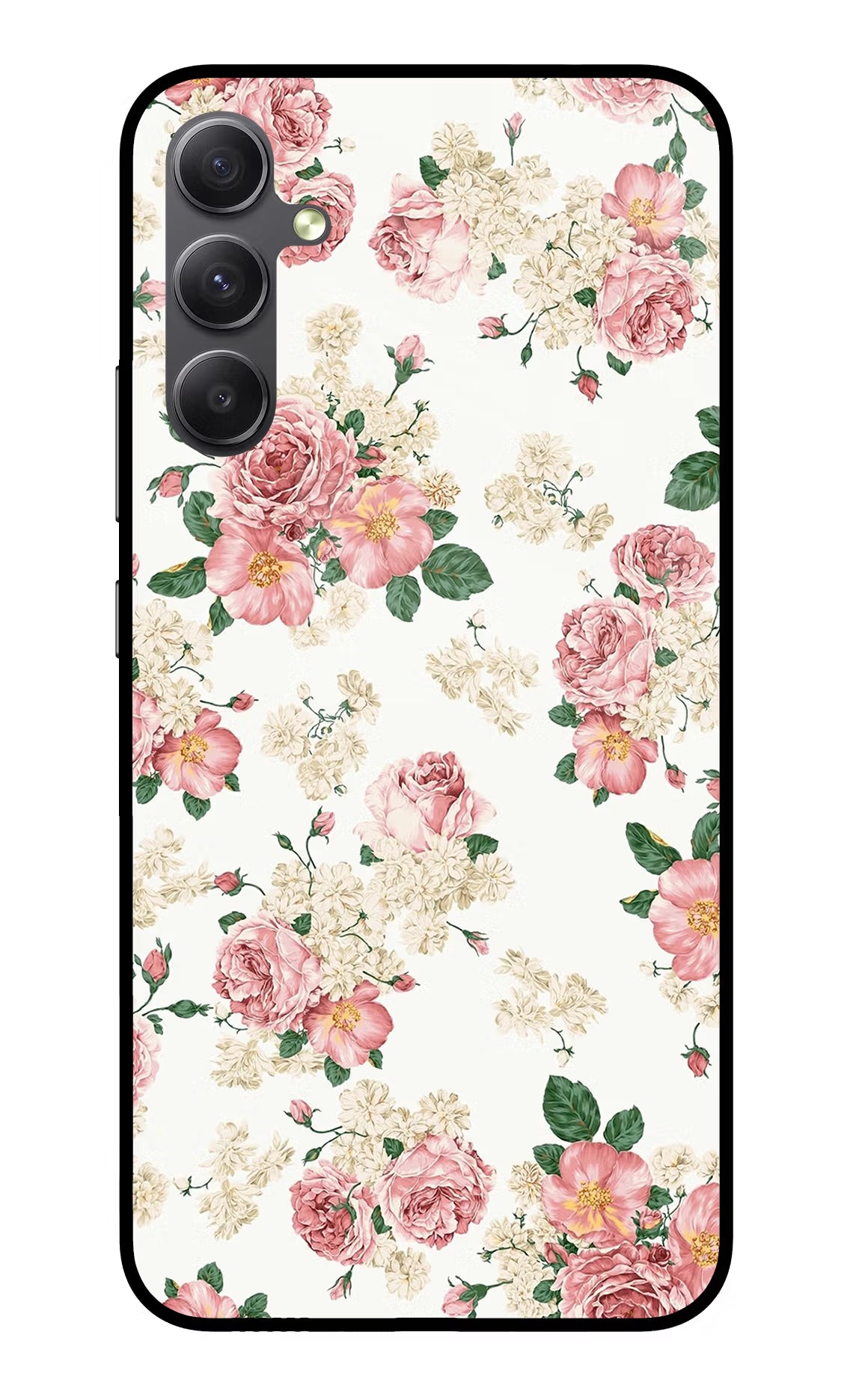 Flowers Samsung A34 5G Glass Case - Flowers Samsung A34 5G Glass Case Flowers Samsung A34 5G Glass Case