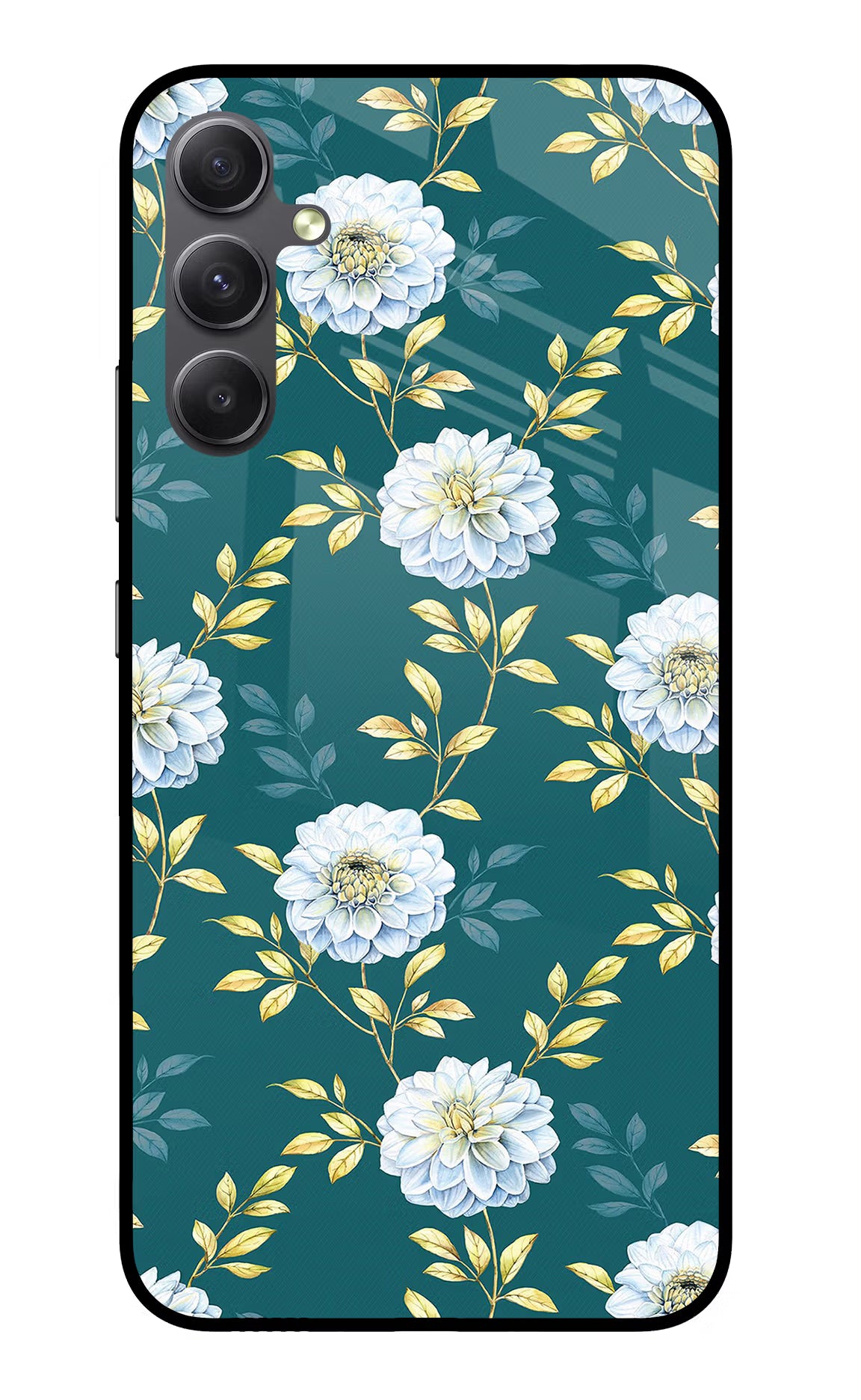 Flowers Samsung A34 5G Glass Case - Flowers Samsung A34 5G Glass Case Flowers Samsung A34 5G Glass Case