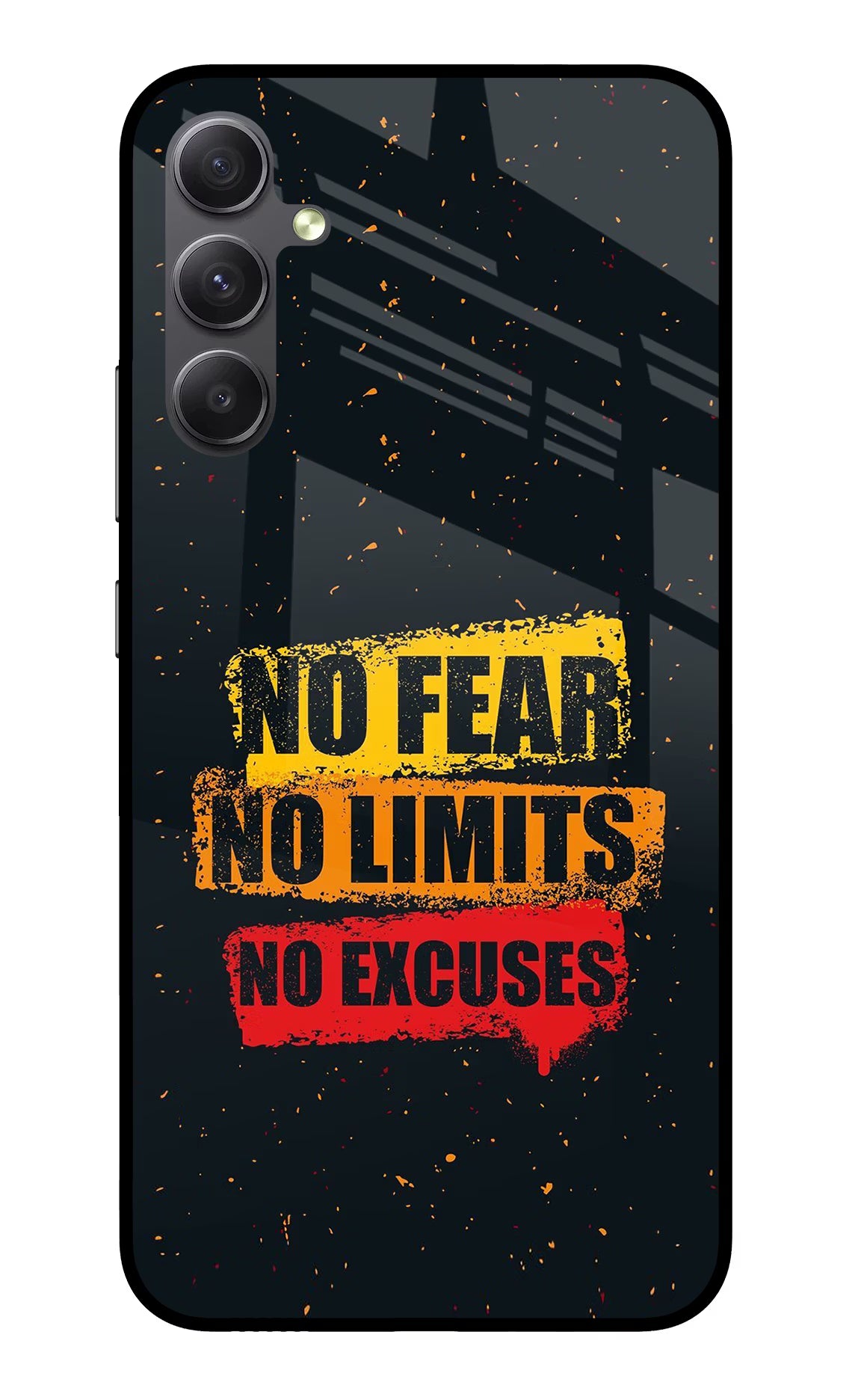 No Fear No Limits No Excuse Samsung A34 5G Glass Case Back Cover by Casekaro