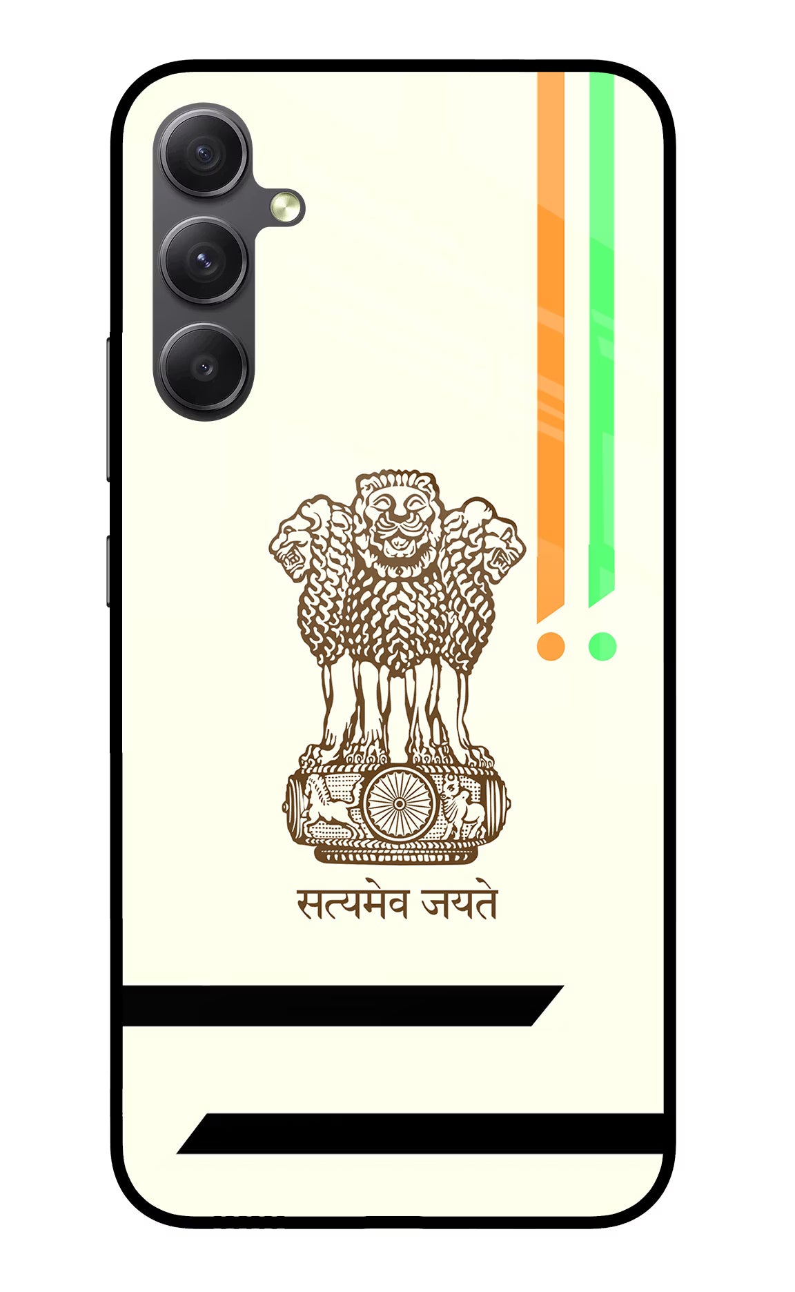 Satyamev Jayate Brown Logo Samsung A34 5G Glass Case Back Cover by Casekaro