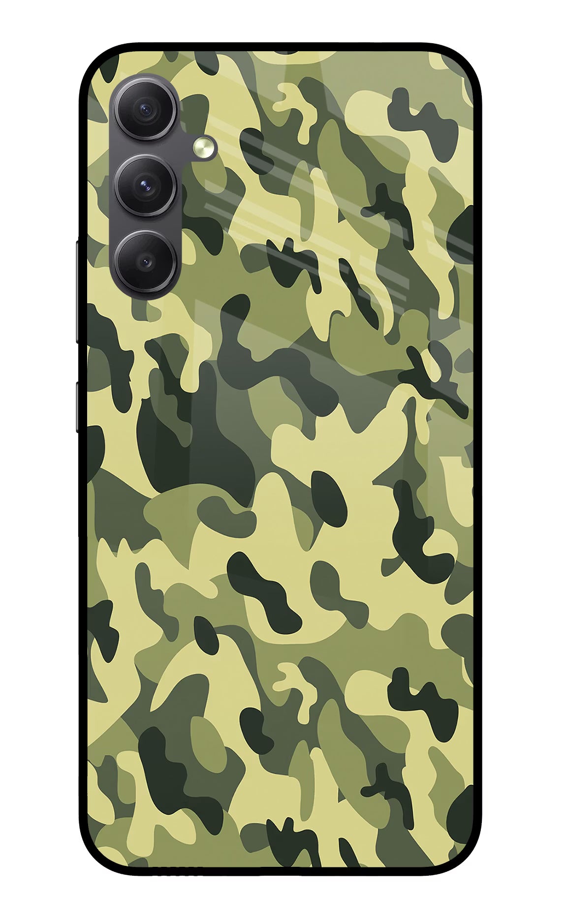 Camouflage Samsung A34 5G Glass Case Back Cover by Casekaro