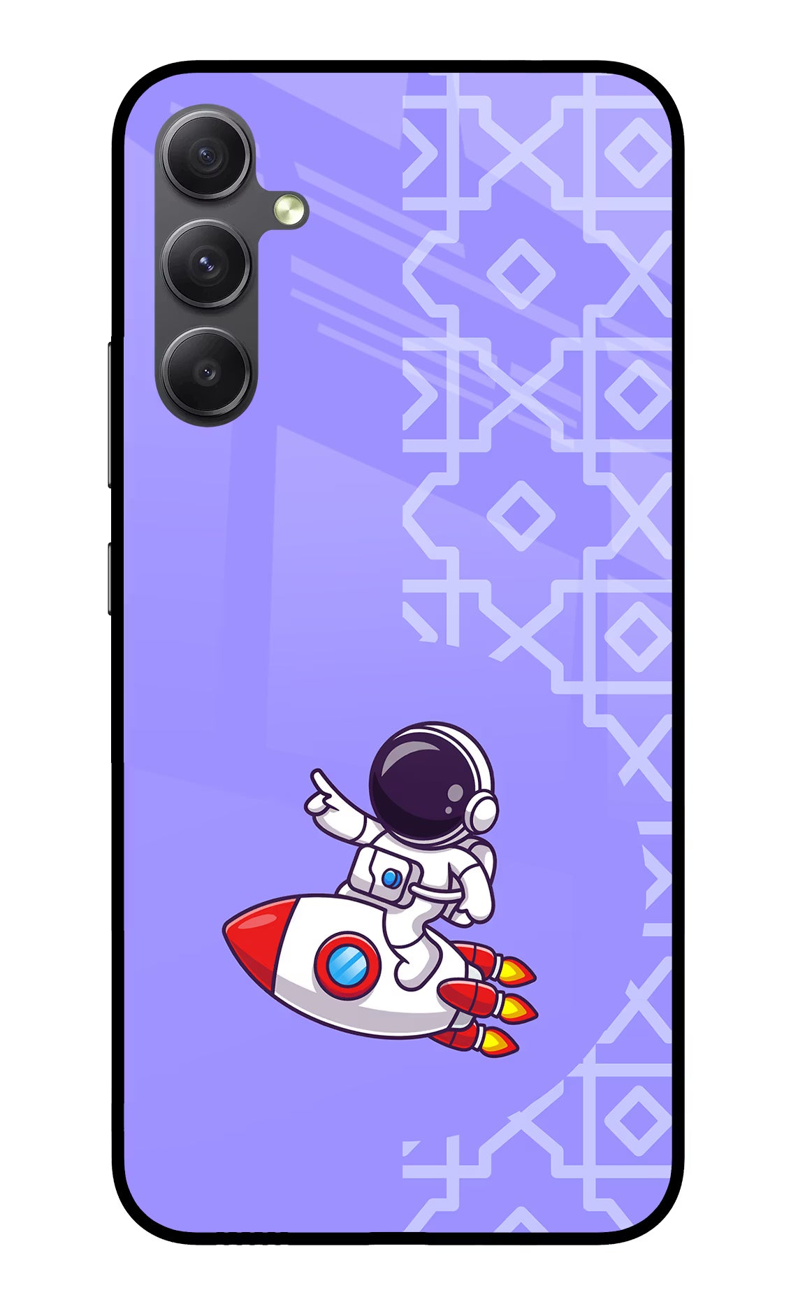 Cute Astronaut Samsung A34 5G Glass Case Back Cover by Casekaro