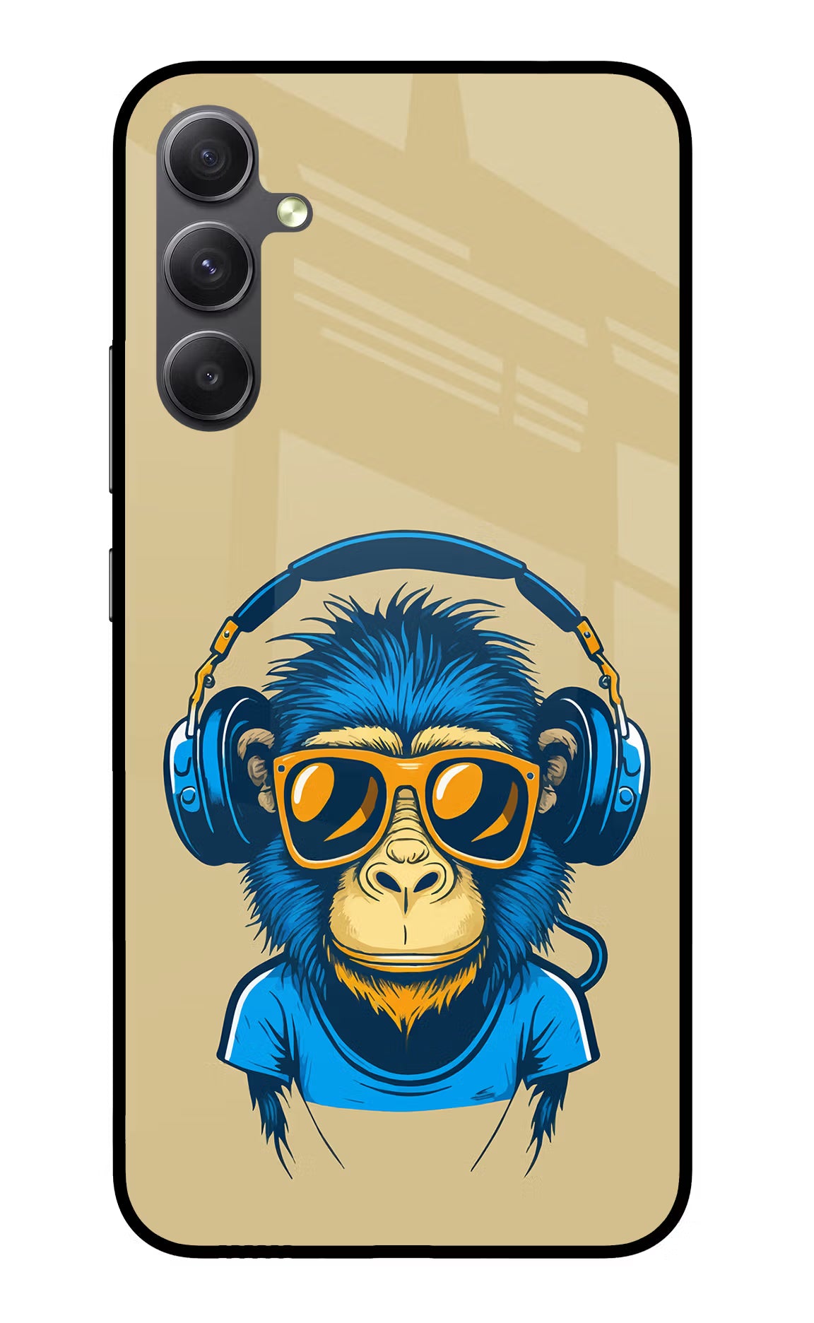 Monkey Headphone Samsung A34 5G Glass Case Back Cover by Casekaro