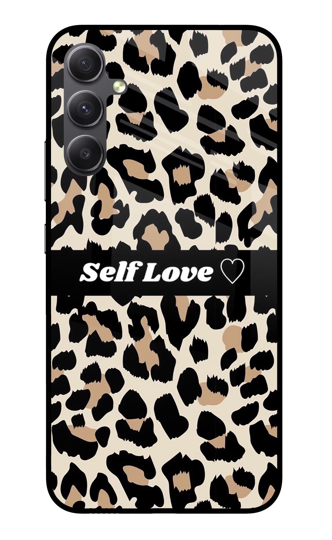Leopard Print Self Love Samsung A34 5G Glass Case Back Cover by Casekaro