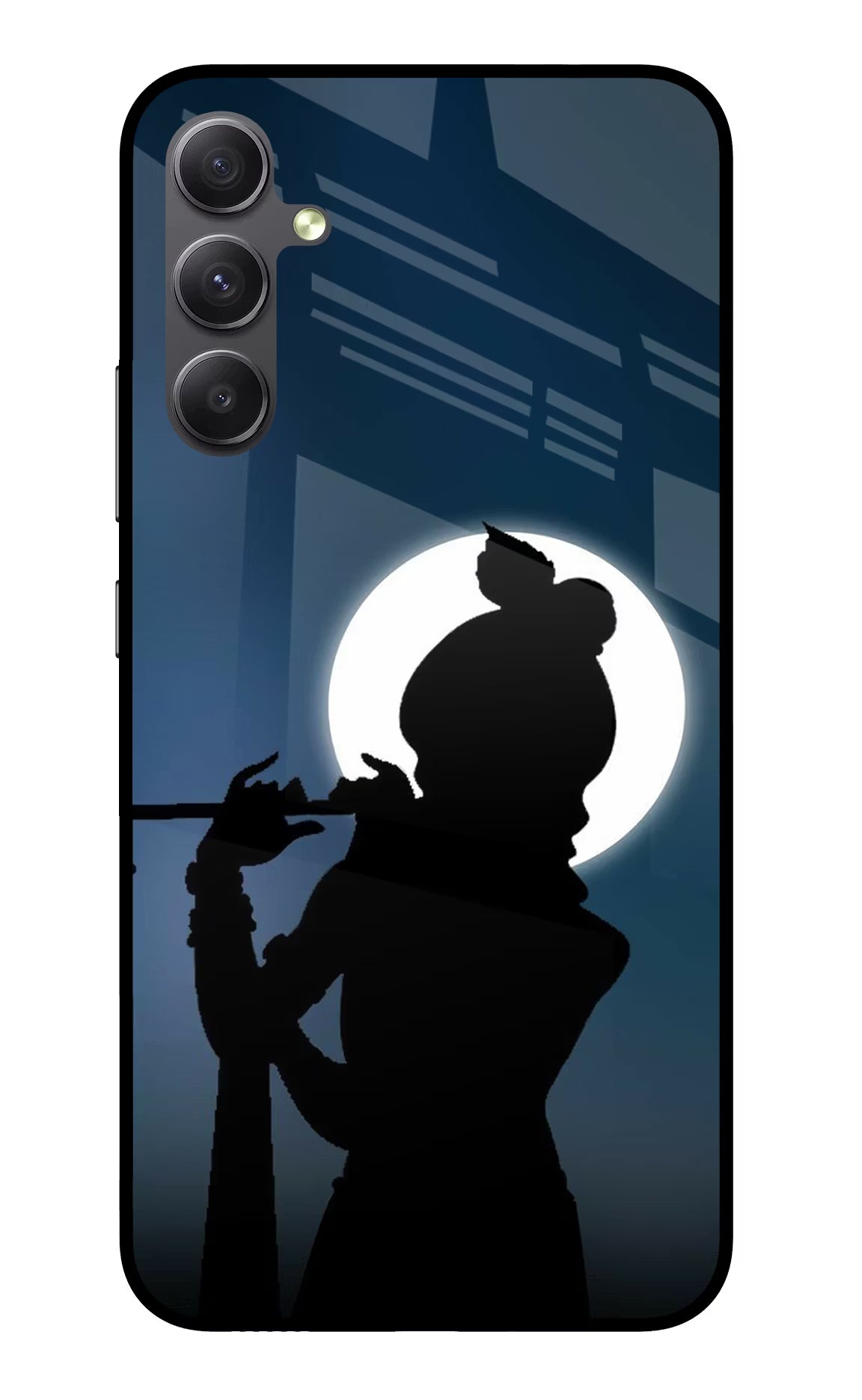 Shri Krishna Silhouette Samsung A34 5G Glass Case Back Cover by Casekaro