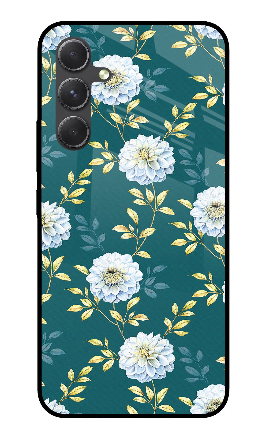 Flowers Samsung A54 5G Back Cover - Flowers Samsung A54 5G Glass Case Back Cover by Casekaro Flowers Samsung A54 5G Glass Case Back Cover by Casekaro