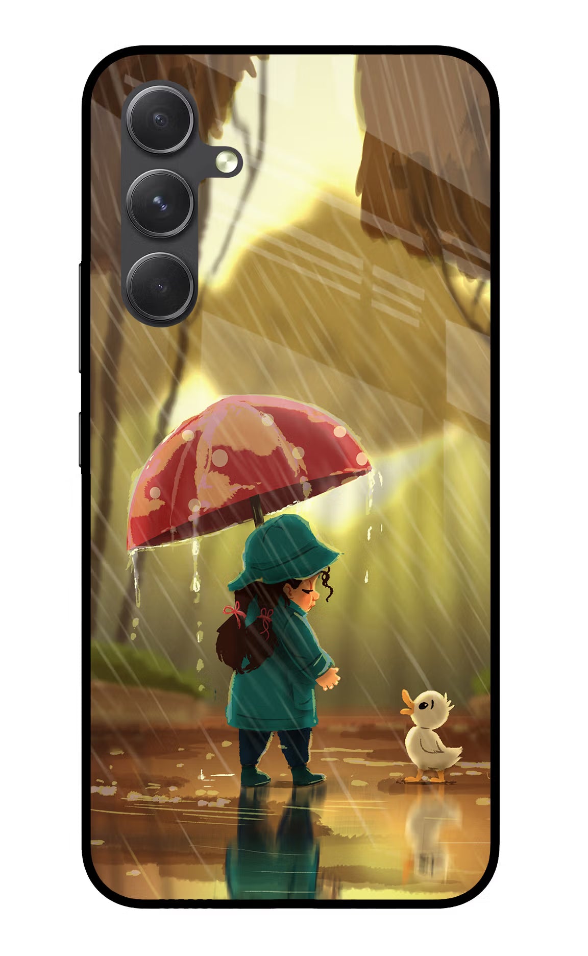 Rainy Day Samsung A54 5G Back Cover - Rainy Day Samsung A54 5G Glass Case Back Cover by Casekaro Rainy Day Samsung A54 5G Glass Case Back Cover by Casekaro