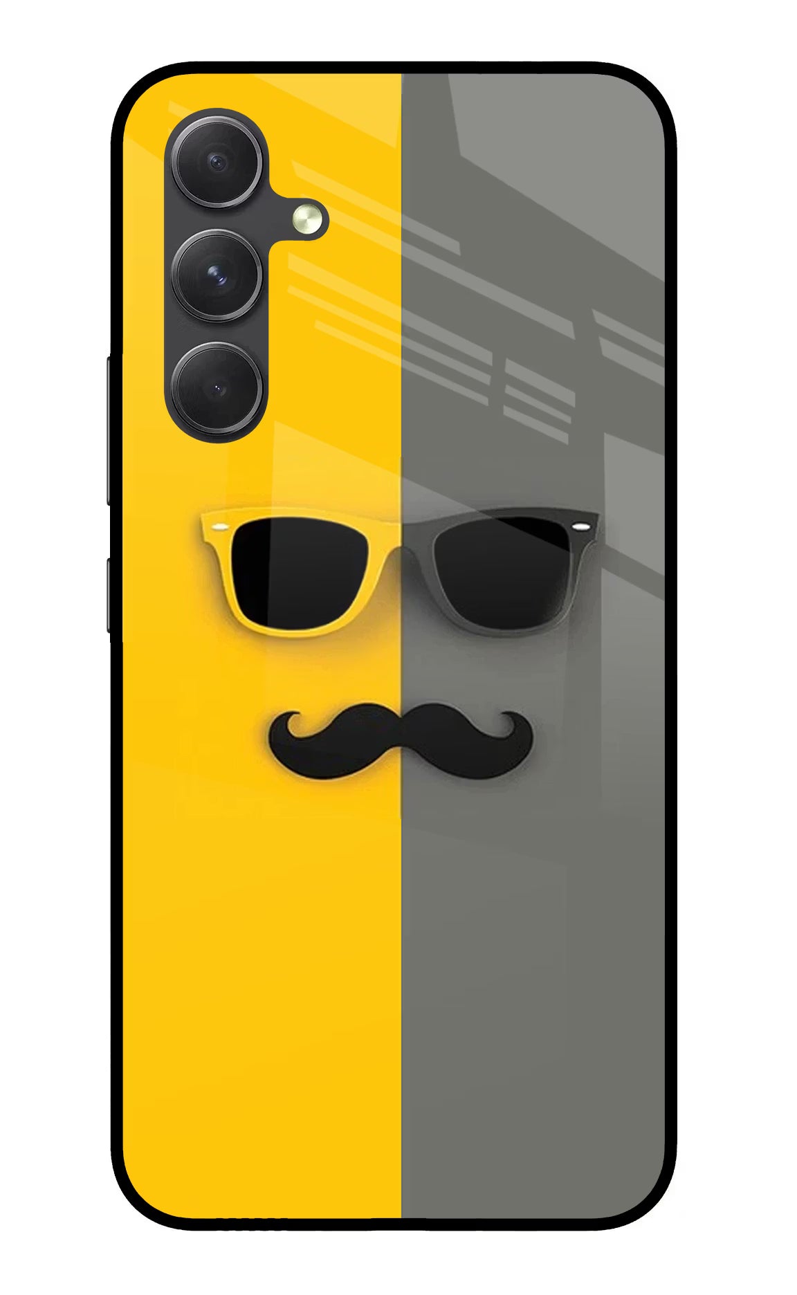 Sunglasses with Mustache Samsung A54 5G Back Cover - Sunglasses with Mustache Samsung A54 5G Glass Case Back Cover by Casekaro Sunglasses with Mustache Samsung A54 5G Glass Case Back Cover by Casekaro