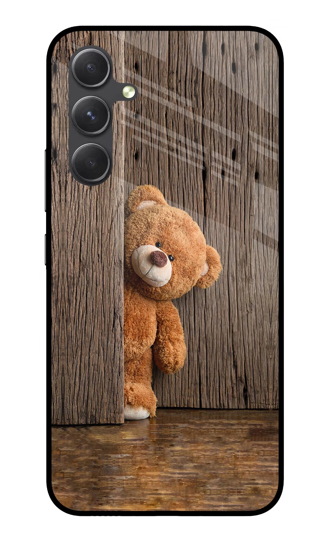 Teddy Wooden Samsung A54 5G Back Cover - Teddy Wooden Samsung A54 5G Glass Case Back Cover by Casekaro Teddy Wooden Samsung A54 5G Glass Case Back Cover by Casekaro