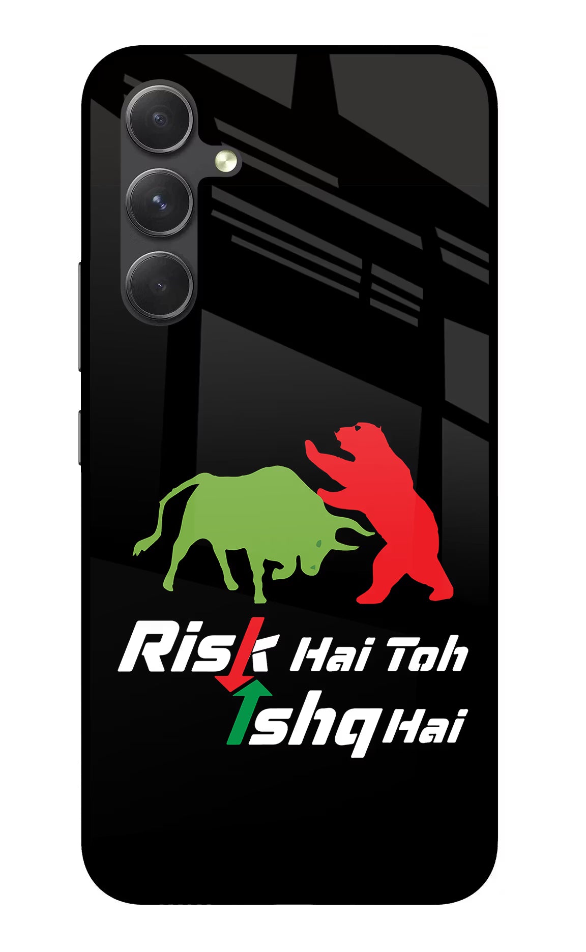Risk Hai Toh Ishq Hai Samsung A54 5G Back Cover - Risk Hai Toh Ishq Hai Samsung A54 5G Glass Case Back Cover by Casekaro Risk Hai Toh Ishq Hai Samsung A54 5G Glass Case Back Cover by Casekaro