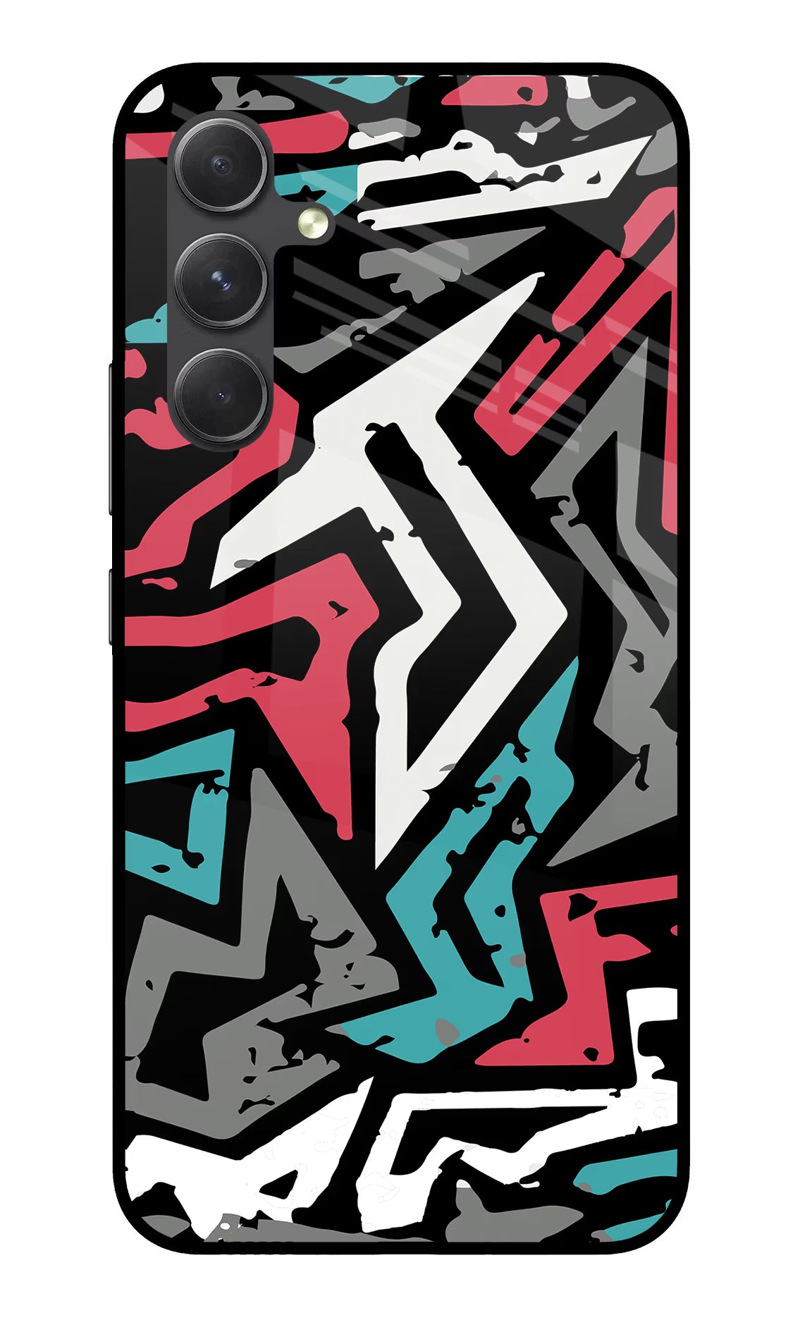 Geometric Graffiti Samsung A54 5G Back Cover - Geometric Graffiti Samsung A54 5G Glass Case Back Cover by Casekaro Geometric Graffiti Samsung A54 5G Glass Case Back Cover by Casekaro