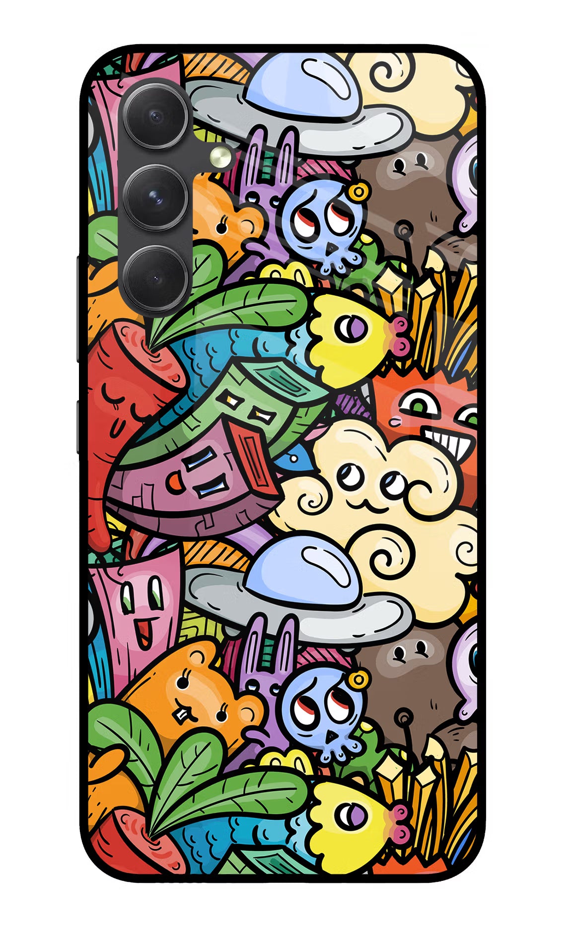 Veggie Doodle Samsung A54 5G Back Cover - Veggie Doodle Samsung A54 5G Glass Case Back Cover by Casekaro Veggie Doodle Samsung A54 5G Glass Case Back Cover by Casekaro