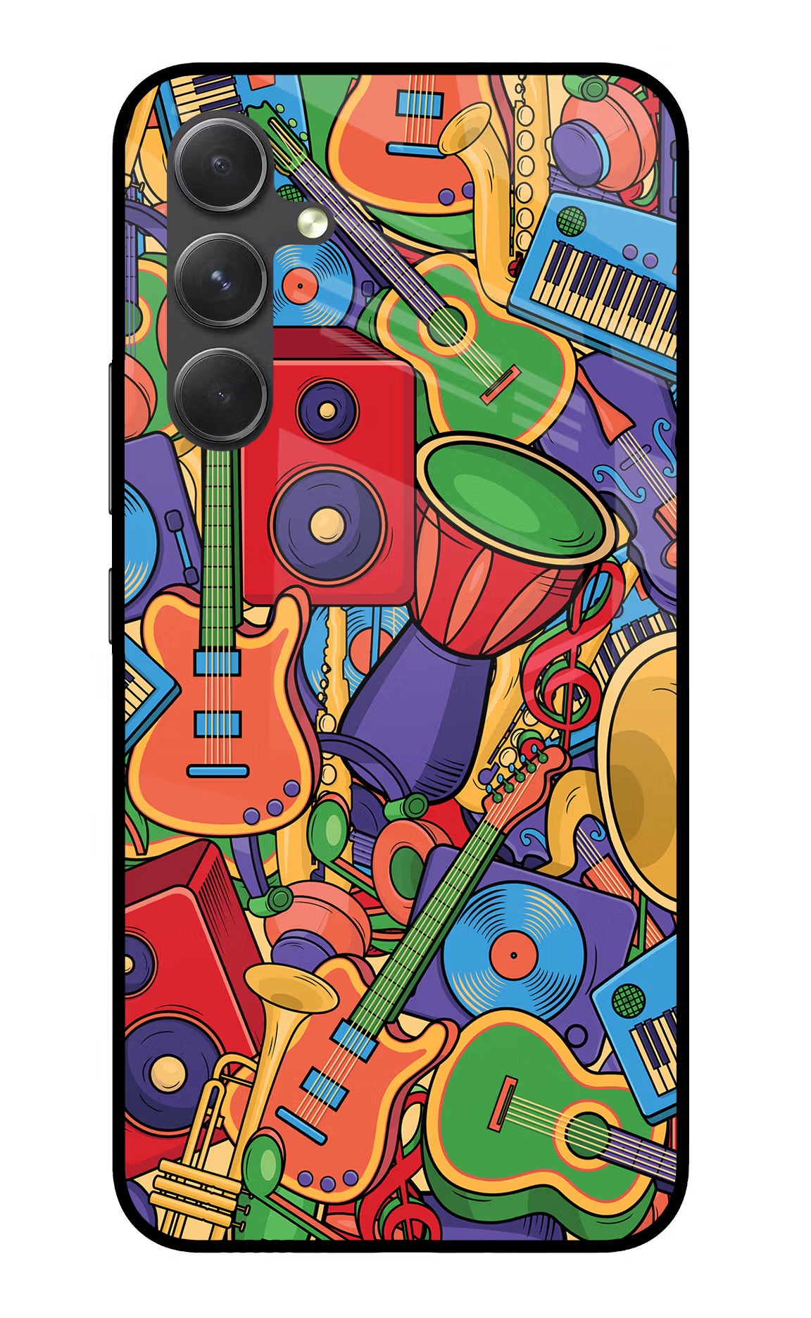 Music Instrument Doodle Samsung A54 5G Glass Case - Music Instrument Doodle Samsung A54 5G Glass Case Music Instrument Doodle Samsung A54 5G Glass Case