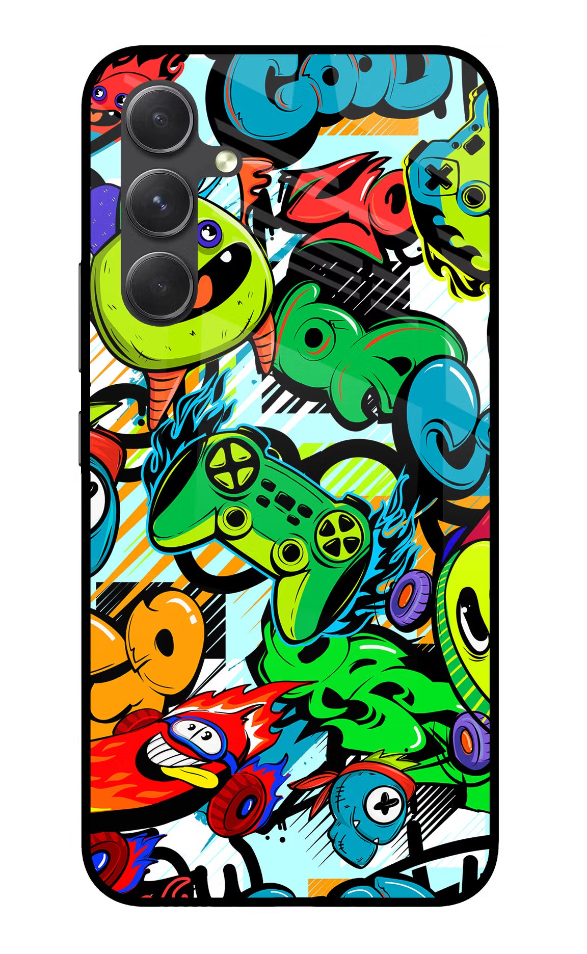 Game Doodle Samsung A54 5G Back Cover - Game Doodle Samsung A54 5G Glass Case Back Cover by Casekaro Game Doodle Samsung A54 5G Glass Case Back Cover by Casekaro