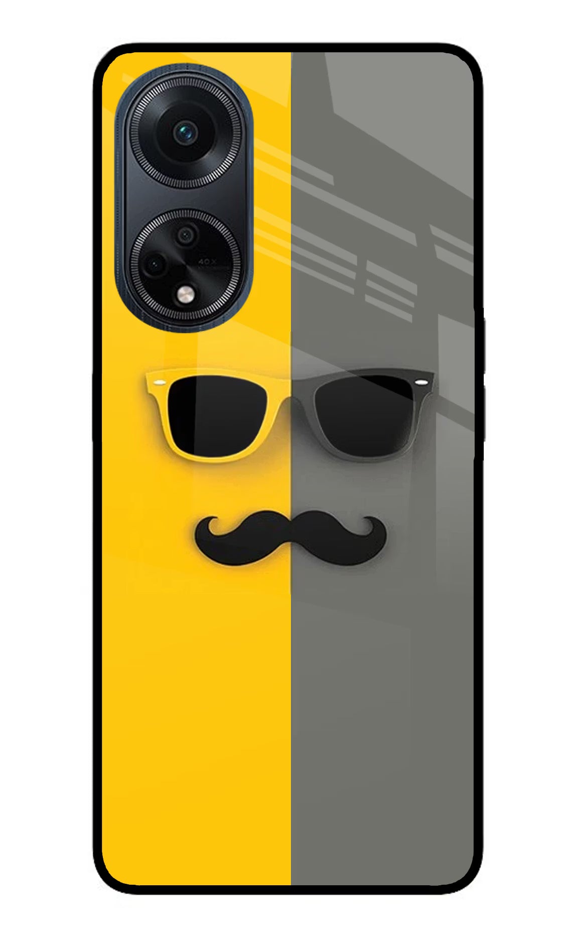 Sunglasses with Mustache Oppo F23 Glass Case - Sunglasses with Mustache Oppo F23 Glass Case Sunglasses with Mustache Oppo F23 Glass Case