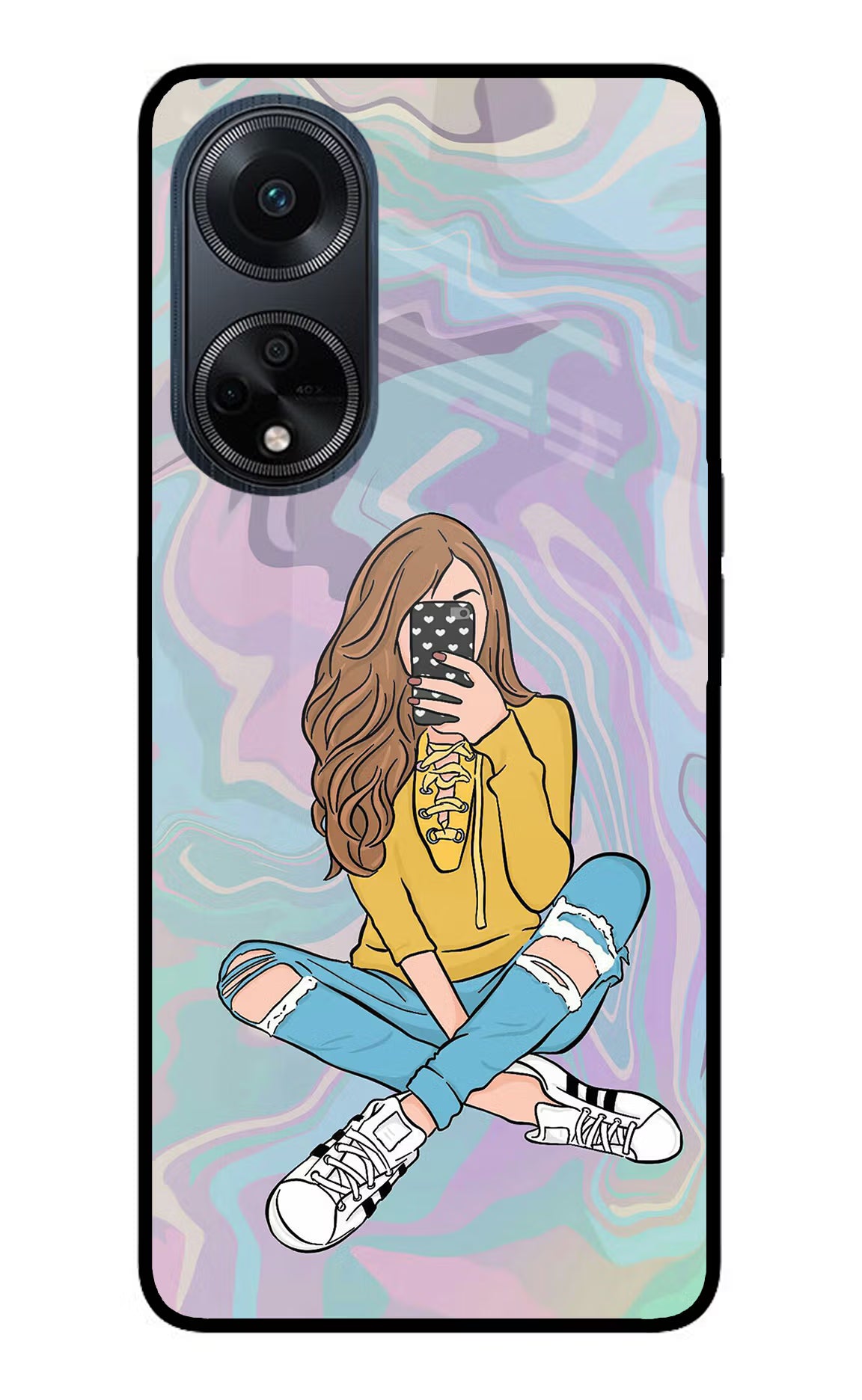 Selfie Girl Oppo F23 Glass Case - Selfie Girl Oppo F23 Glass Case Selfie Girl Oppo F23 Glass Case