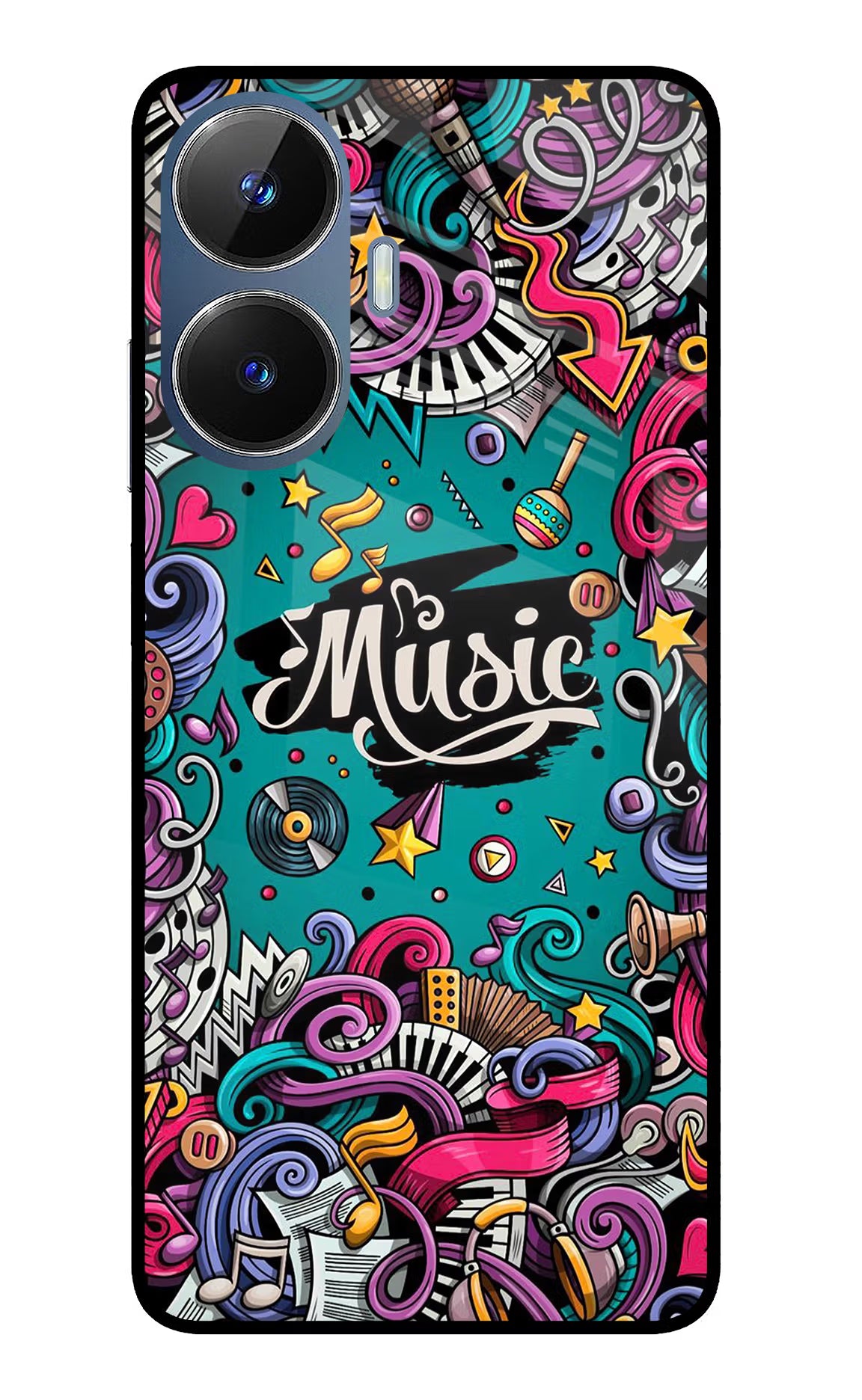 Music Graffiti Realme C55/N55 Glass Case - Music Graffiti Realme C55/N55 Glass Case Music Graffiti Realme C55/N55 Glass Case