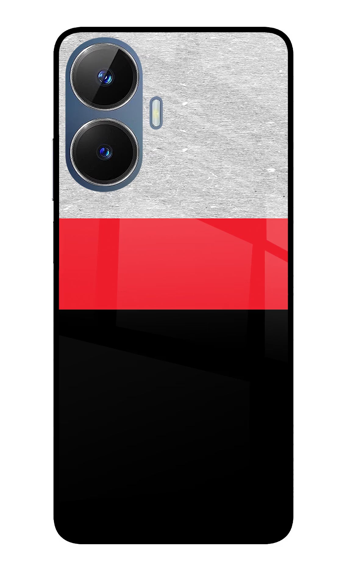 Tri Color Pattern Realme C55/N55 Glass Case - Tri Color Pattern Realme C55/N55 Glass Case Tri Color Pattern Realme C55/N55 Glass Case