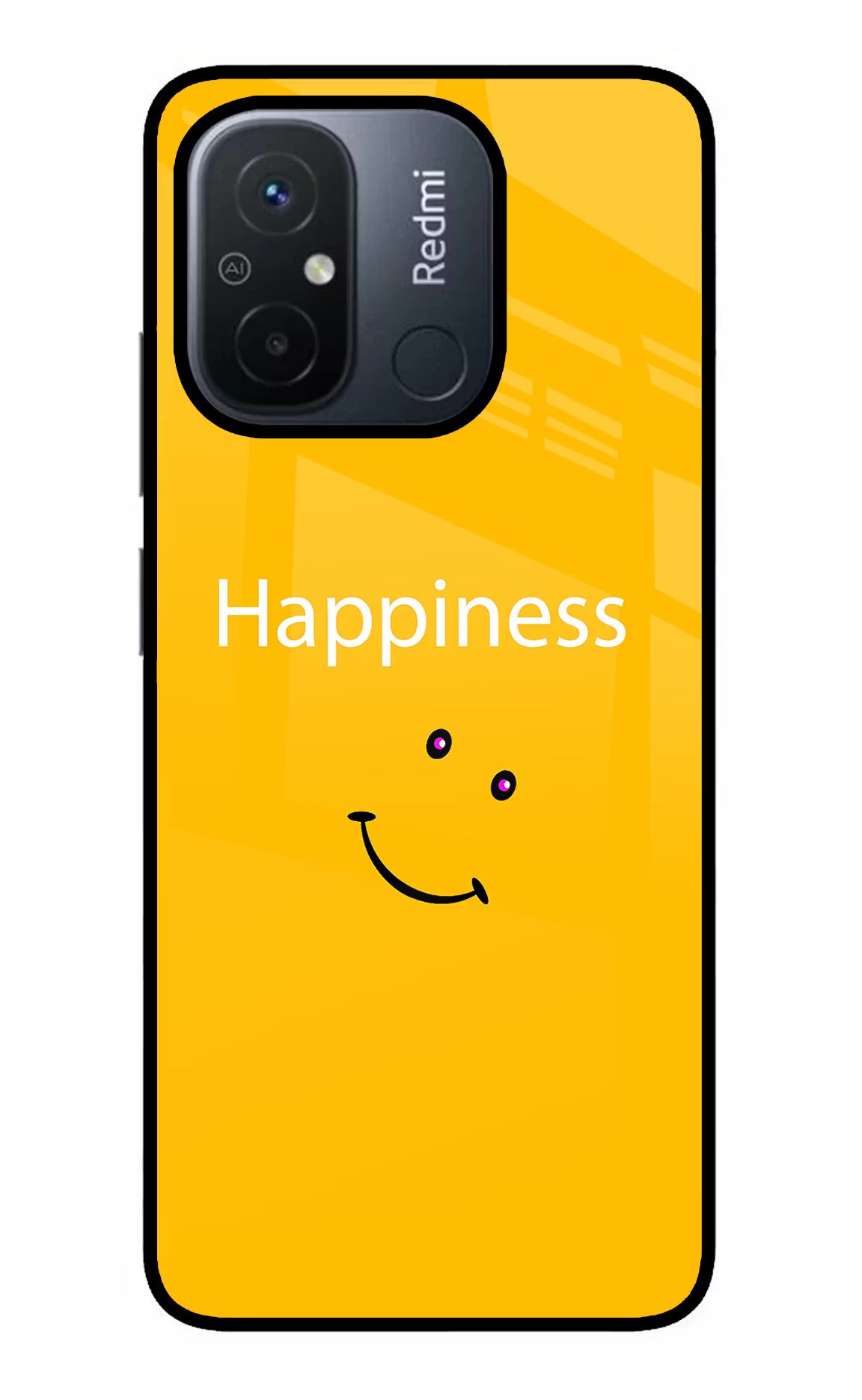 Happiness With Smiley Redmi 12C Back Cover - Happiness With Smiley Redmi 12C Glass Case Back Cover by Casekaro Happiness With Smiley Redmi 12C Glass Case Back Cover by Casekaro
