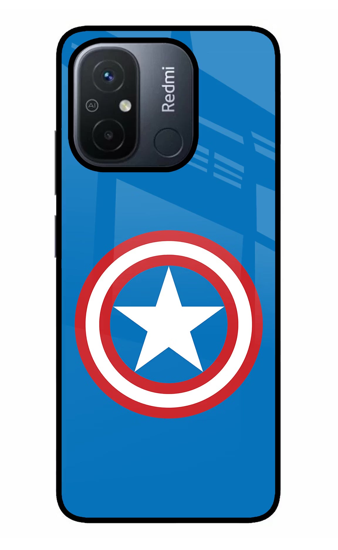 Captain America Logo Redmi 12C Glass Case - Captain America Logo Redmi 12C Glass Case Captain America Logo Redmi 12C Glass Case