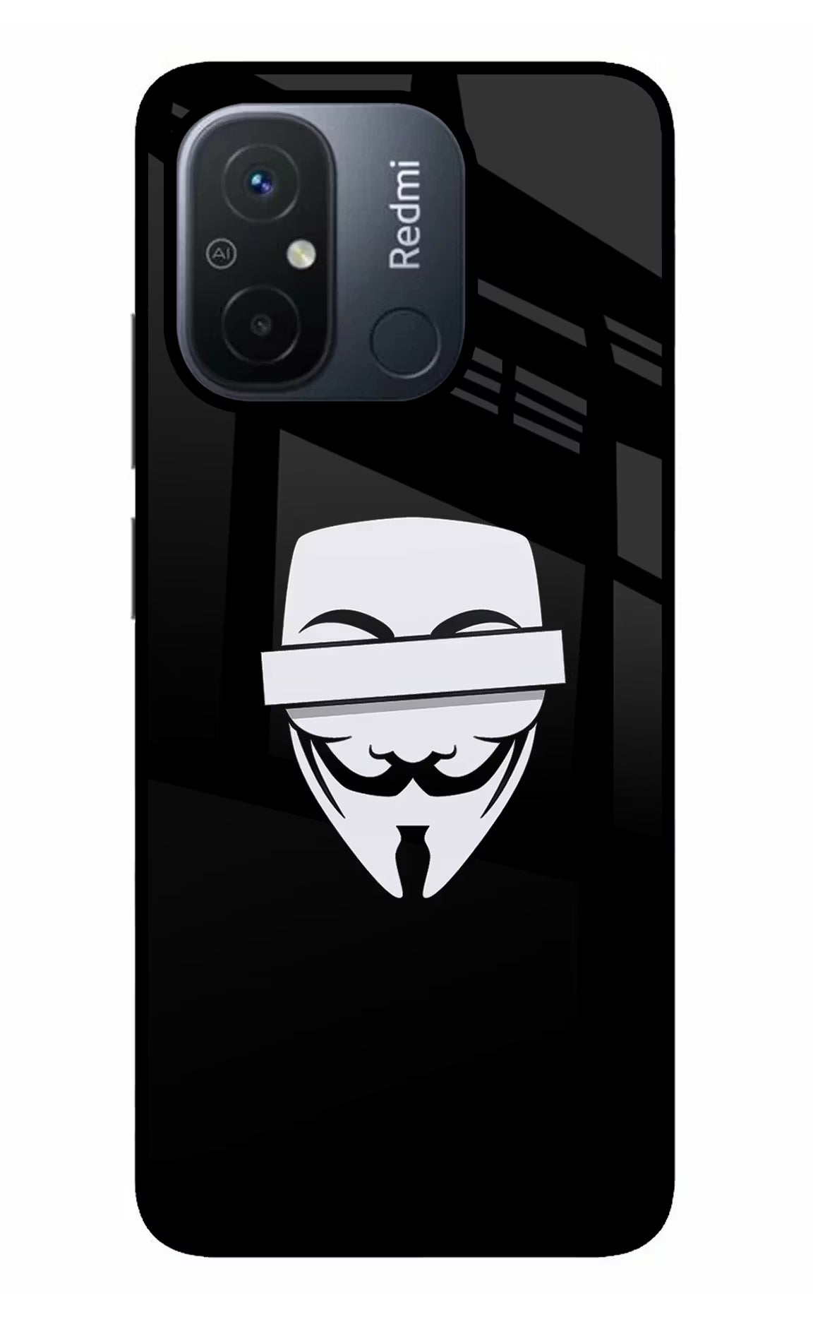 Anonymous Face Redmi 12C Glass Case - Anonymous Face Redmi 12C Glass Case Anonymous Face Redmi 12C Glass Case