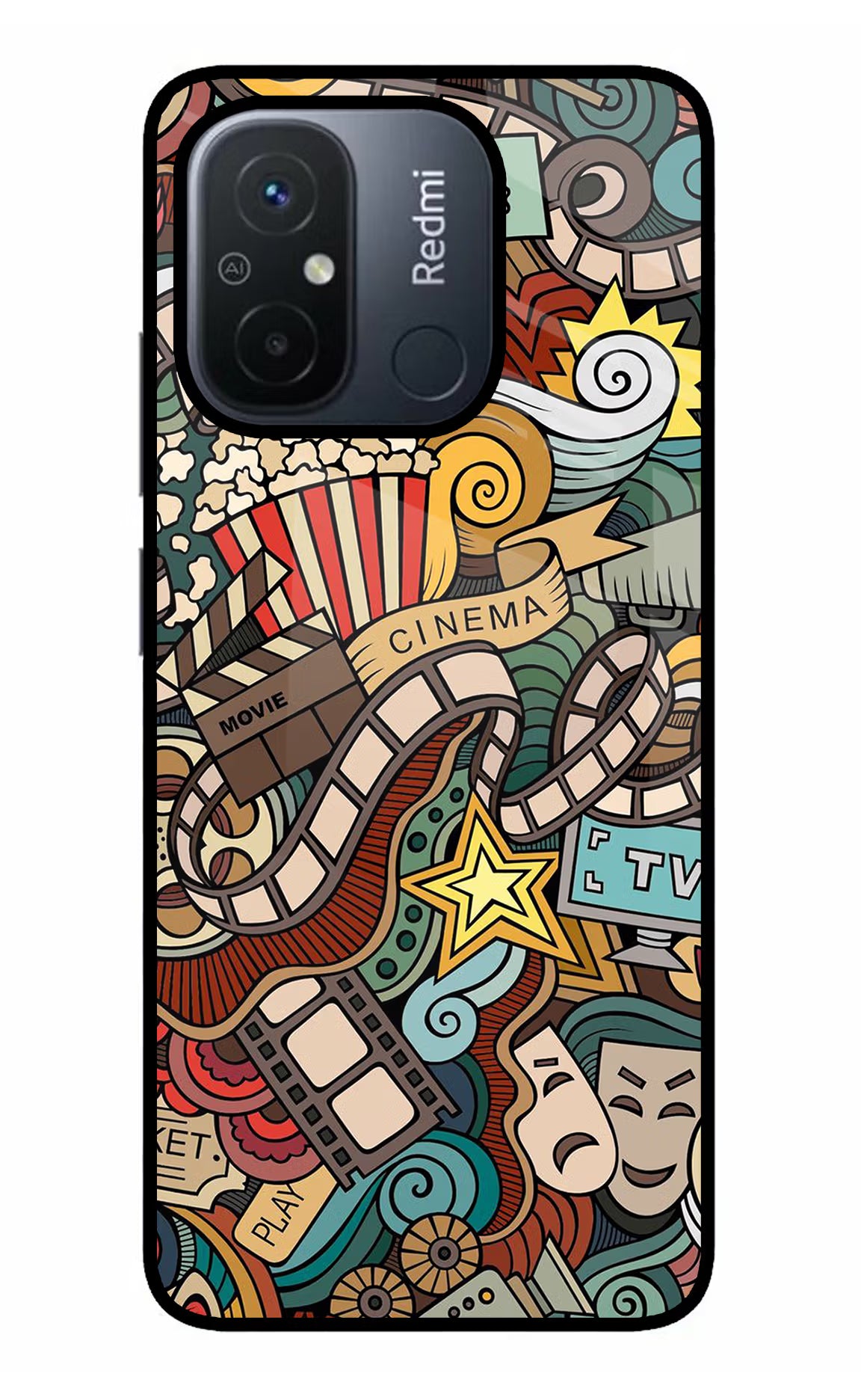 Cinema Abstract Redmi 12C Back Cover - Cinema Abstract Redmi 12C Glass Case Back Cover by Casekaro Cinema Abstract Redmi 12C Glass Case Back Cover by Casekaro