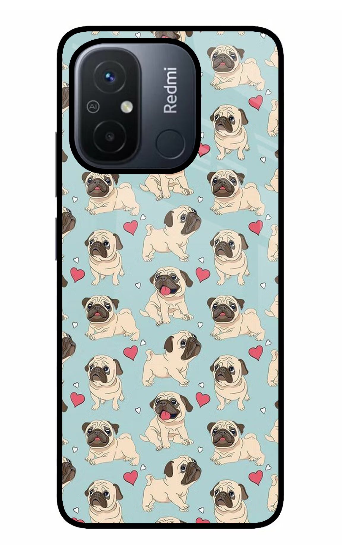 Pug Dog Redmi 12C Back Cover - Pug Dog Redmi 12C Glass Case Back Cover by Casekaro Pug Dog Redmi 12C Glass Case Back Cover by Casekaro