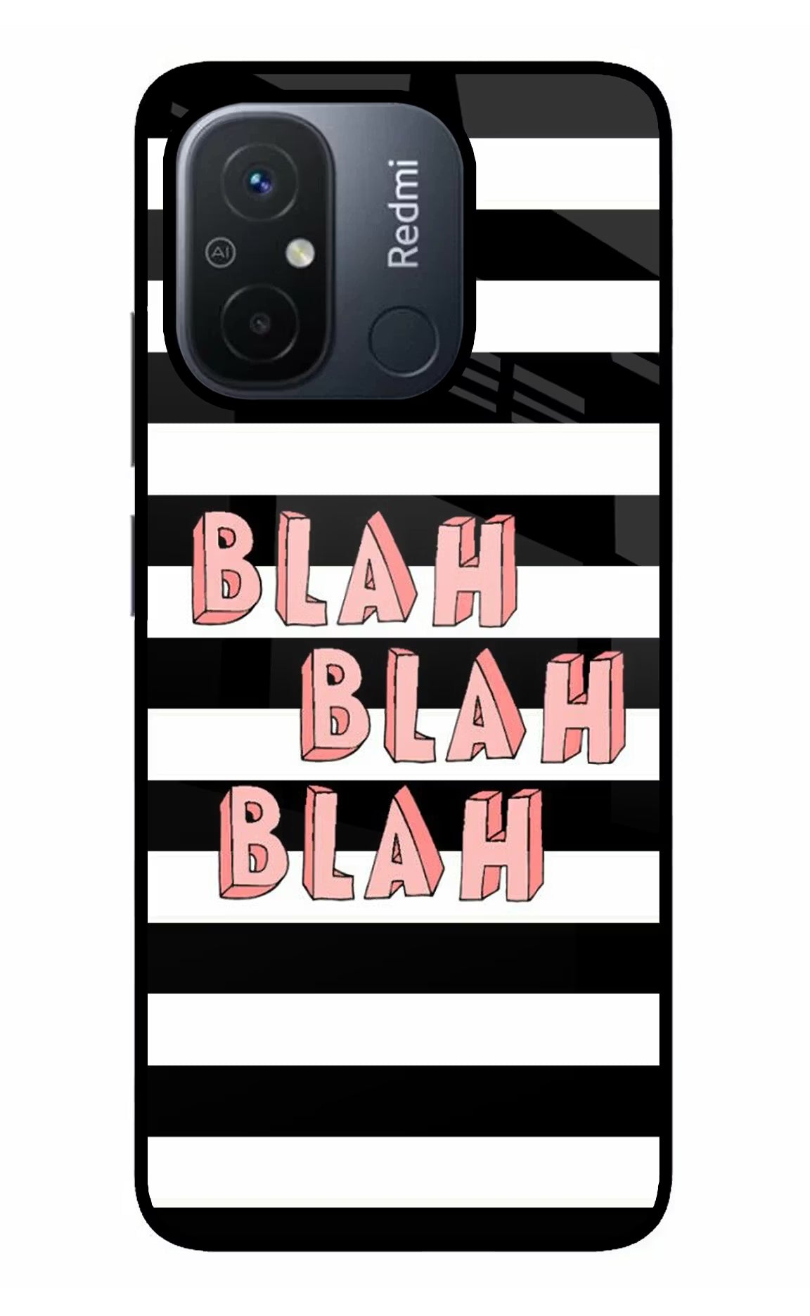 Blah Blah Blah Redmi 12C Back Cover - Blah Blah Blah Redmi 12C Glass Case Back Cover by Casekaro Blah Blah Blah Redmi 12C Glass Case Back Cover by Casekaro