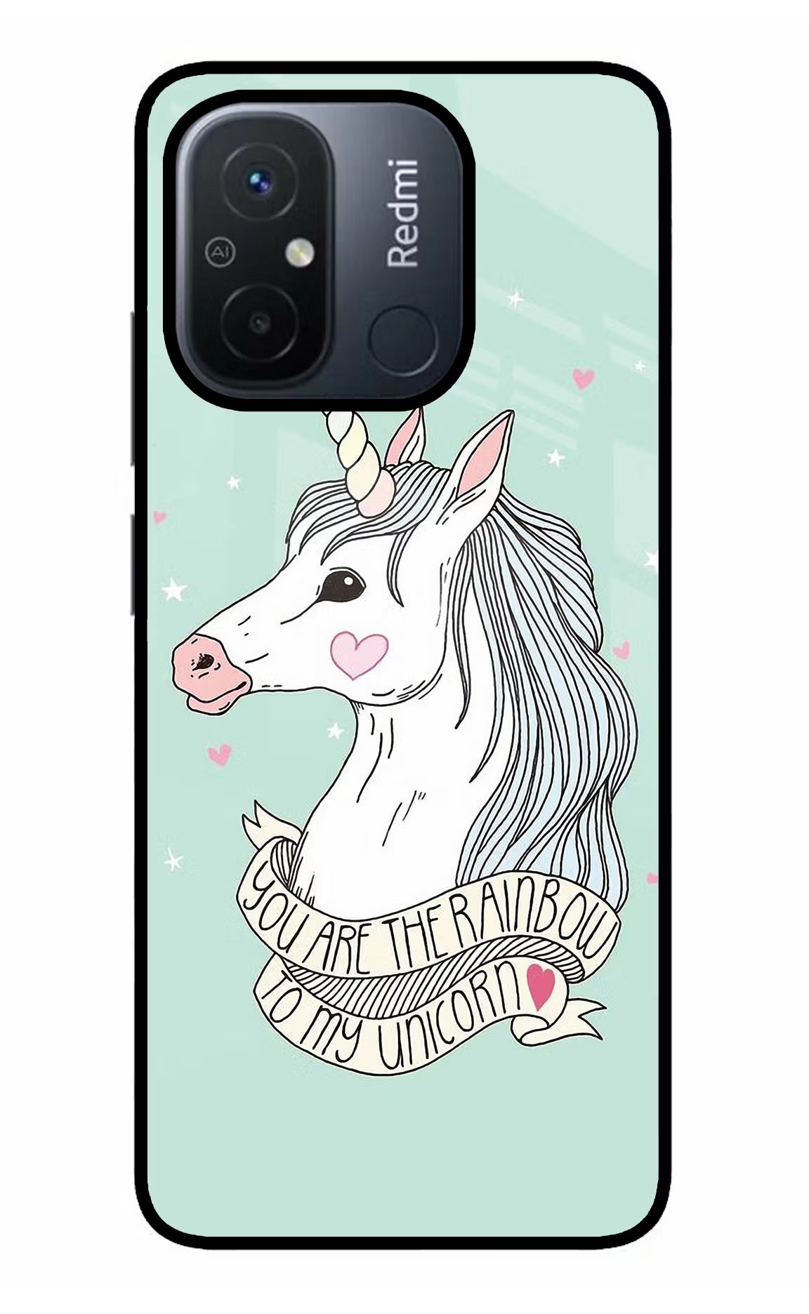 Unicorn Wallpaper Redmi 12C Glass Case Back Cover by Casekaro