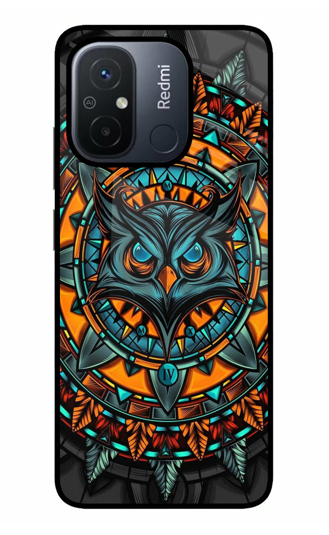 Angry Owl Art Redmi 12C Back Cover - Angry Owl Art Redmi 12C Glass Case Back Cover by Casekaro Angry Owl Art Redmi 12C Glass Case Back Cover by Casekaro