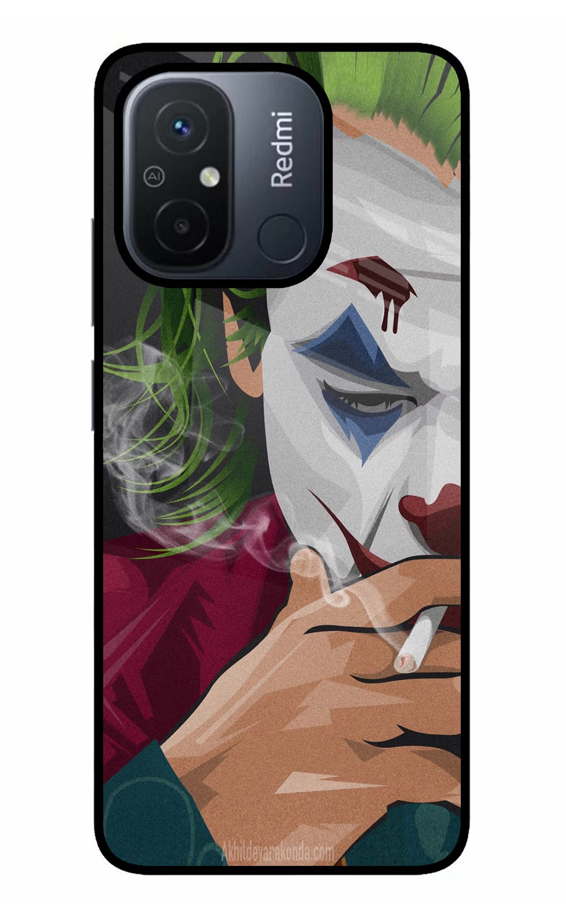 Joker Smoking Redmi 12C Back Cover - Joker Smoking Redmi 12C Glass Case Back Cover by Casekaro Joker Smoking Redmi 12C Glass Case Back Cover by Casekaro