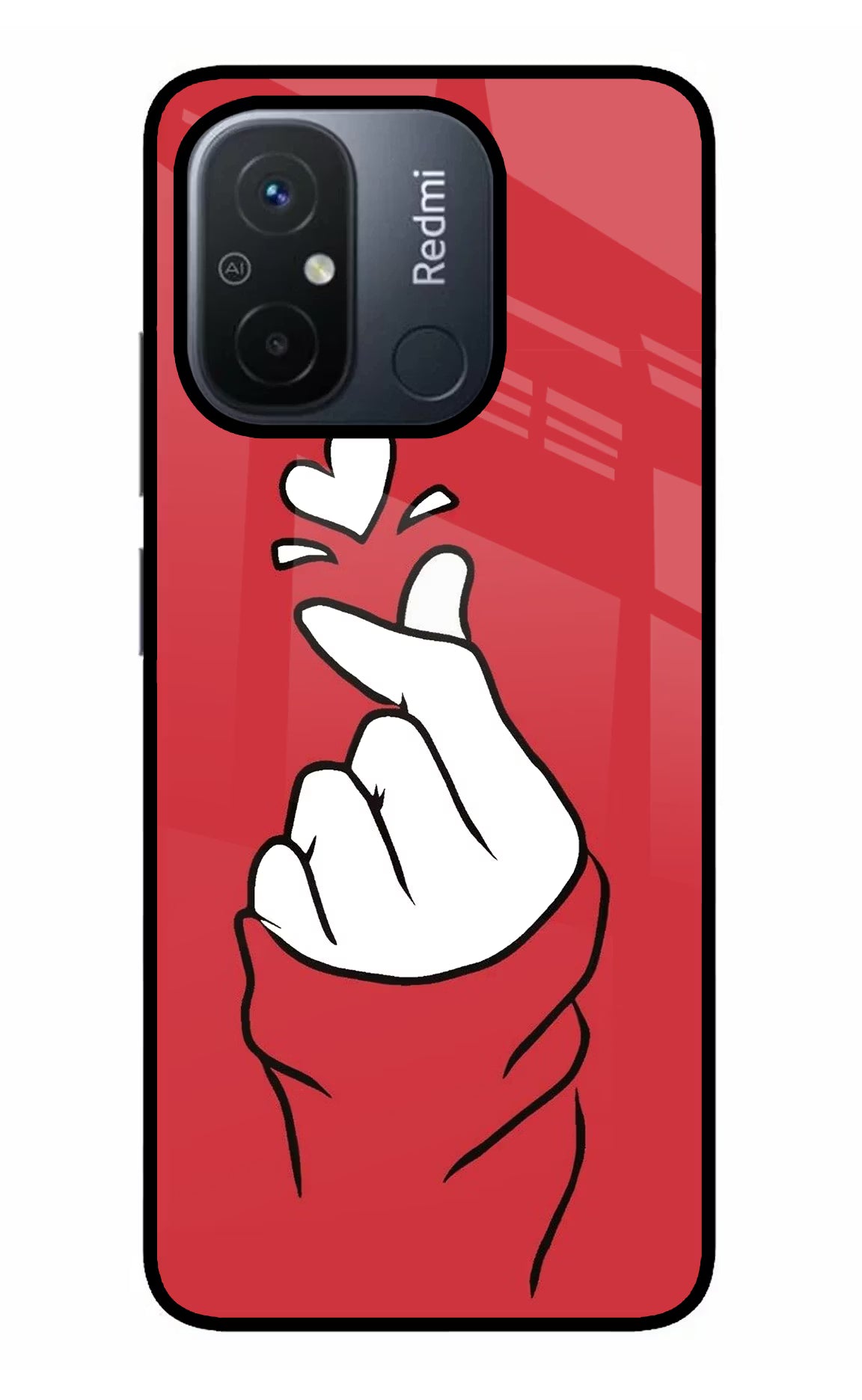 Korean Love Sign Redmi 12C Glass Case - Korean Love Sign Redmi 12C Glass Case Korean Love Sign Redmi 12C Glass Case