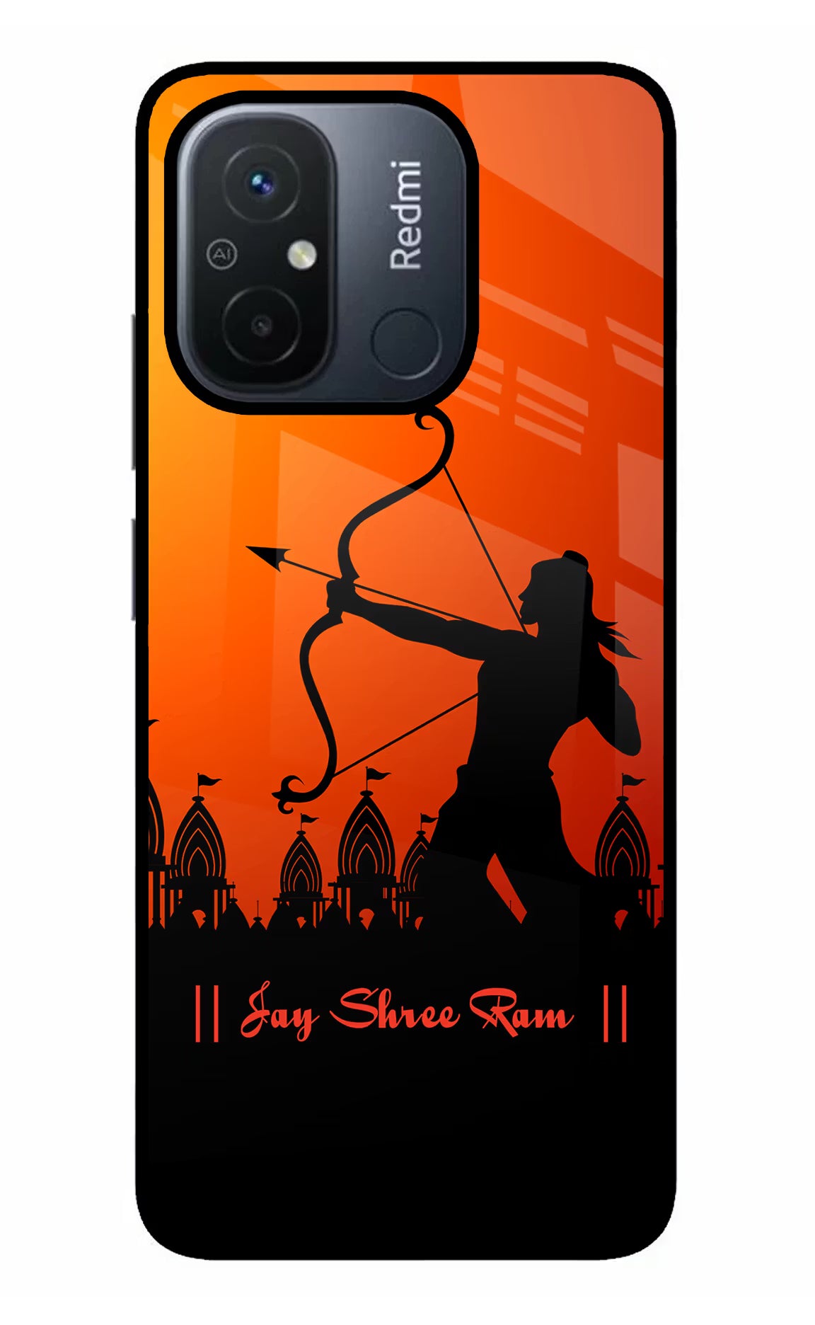 Lord Ram - 4 Redmi 12C Back Cover - Lord Ram - 4 Redmi 12C Glass Case Back Cover by Casekaro Lord Ram - 4 Redmi 12C Glass Case Back Cover by Casekaro