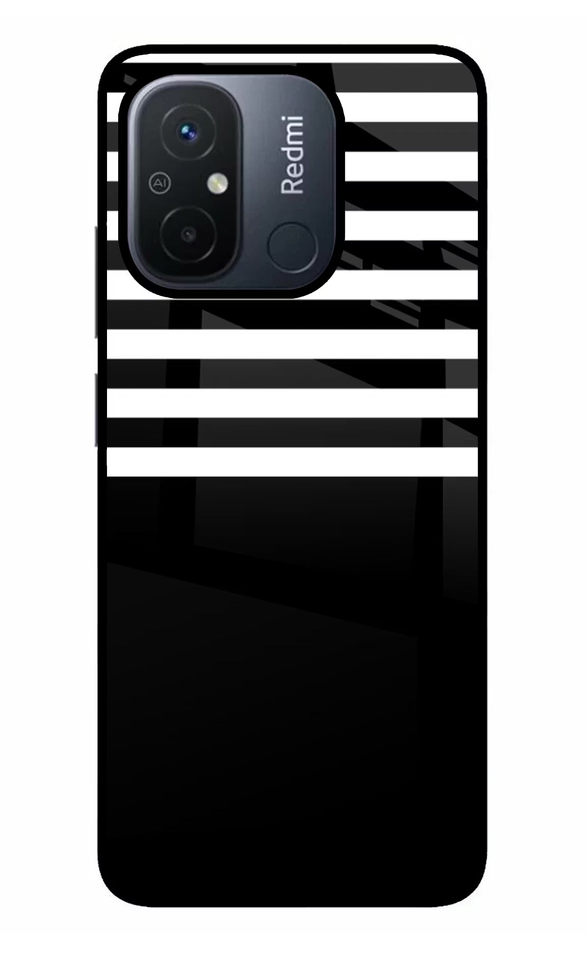 Black and White Print Redmi 12C Glass Case - Black and White Print Redmi 12C Glass Case Black and White Print Redmi 12C Glass Case